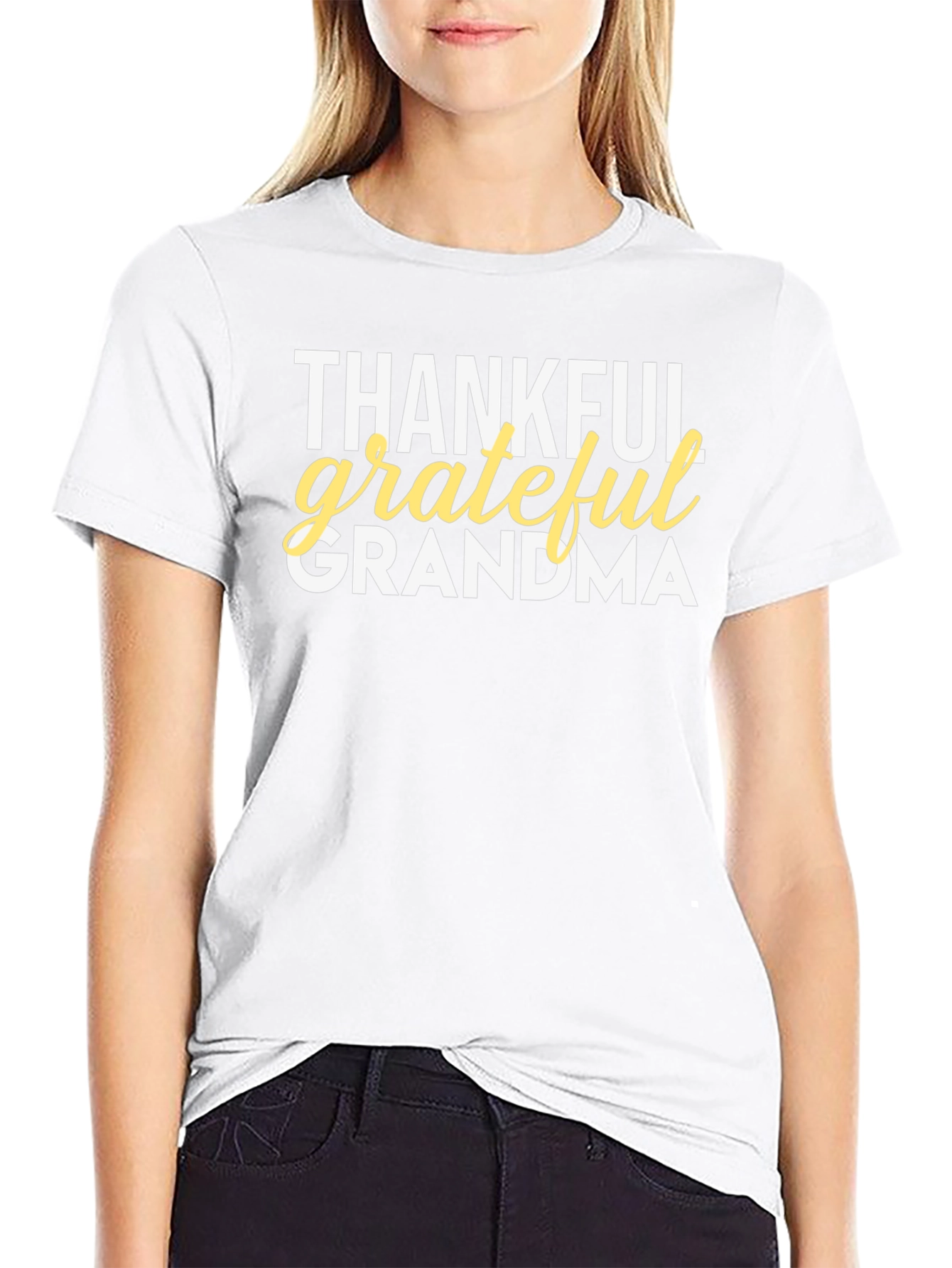 Thankful Grateful Grandma T-Shirt - Black