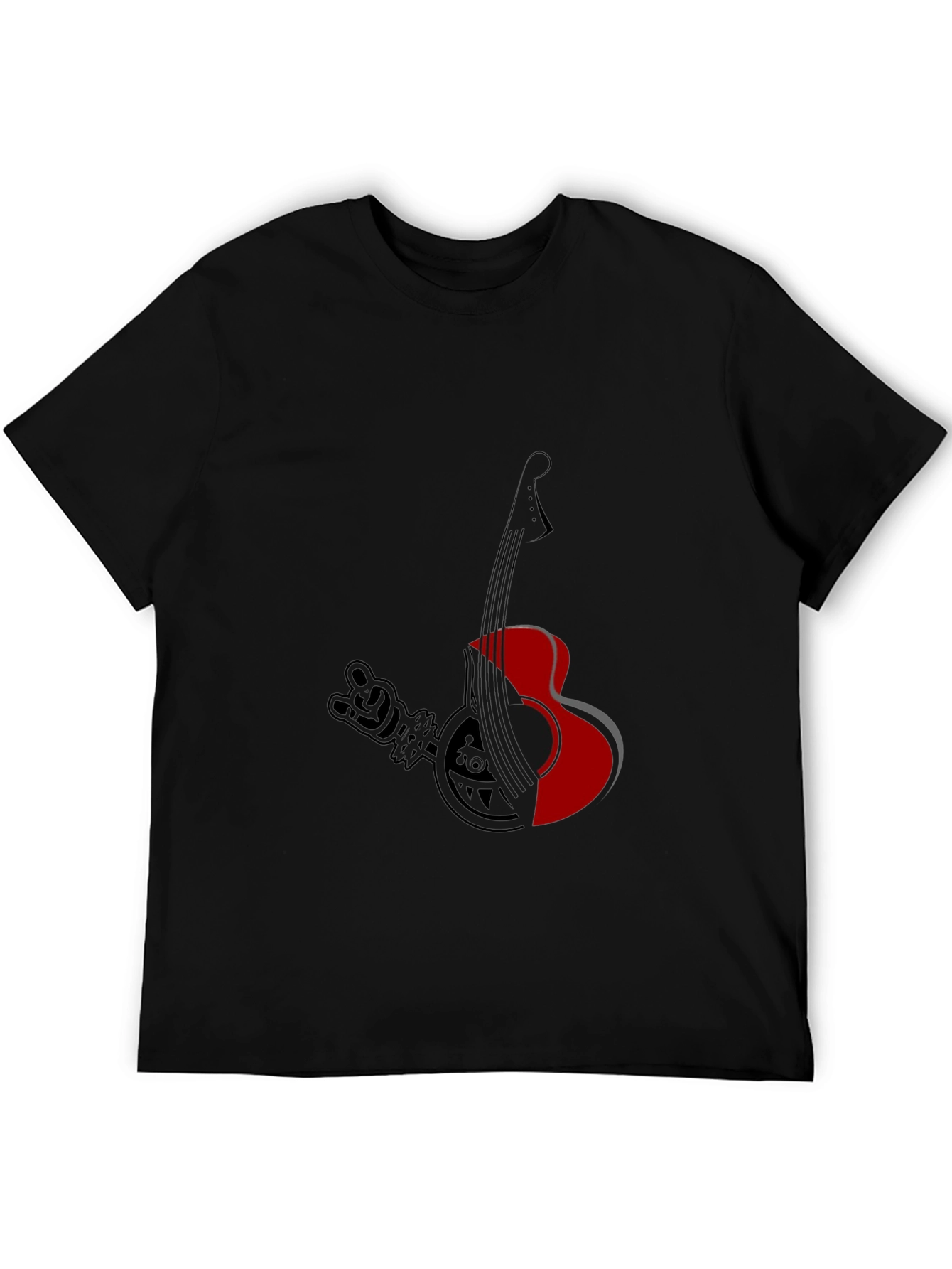 Black T-Shirt with Guitar Graphic
