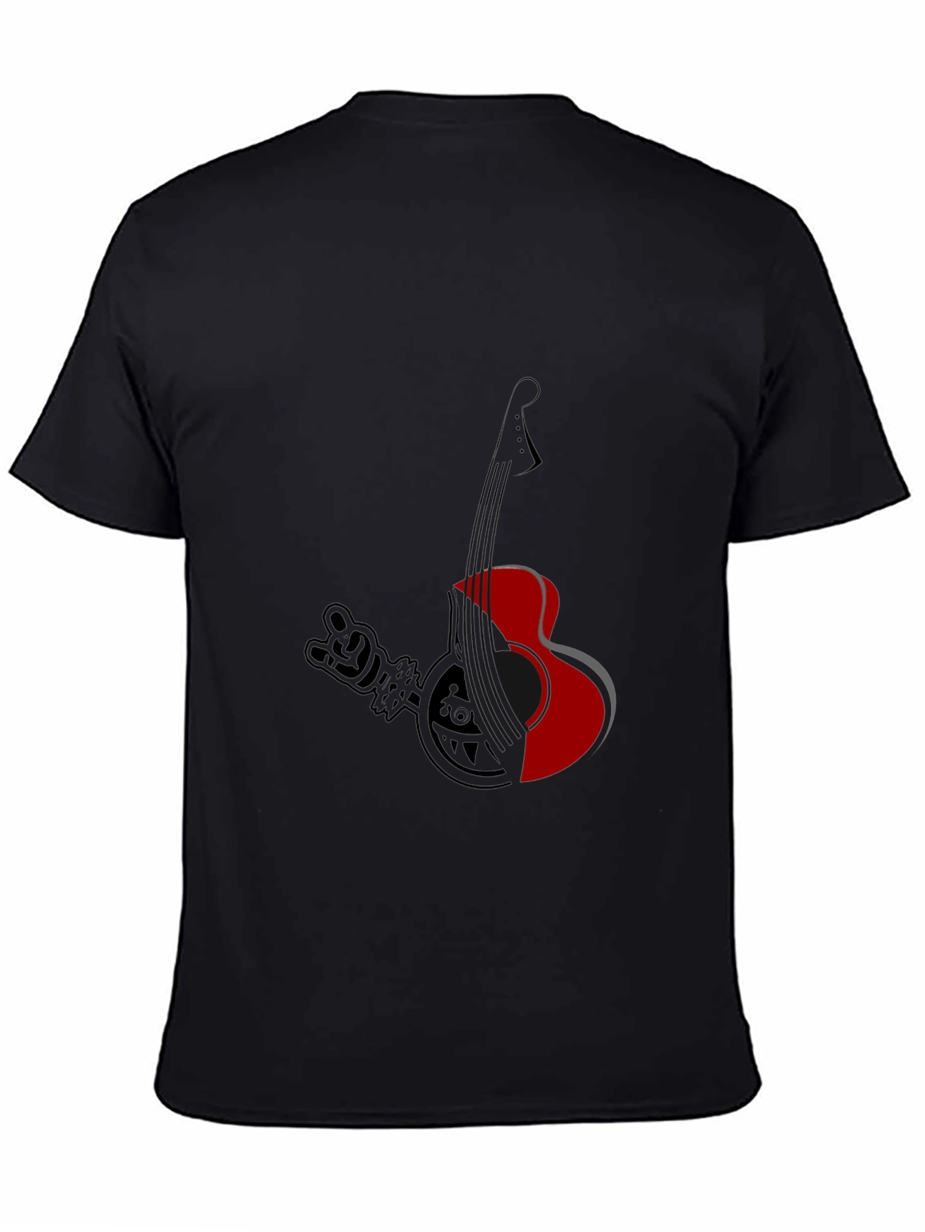 Black T-Shirt with Guitar Graphic