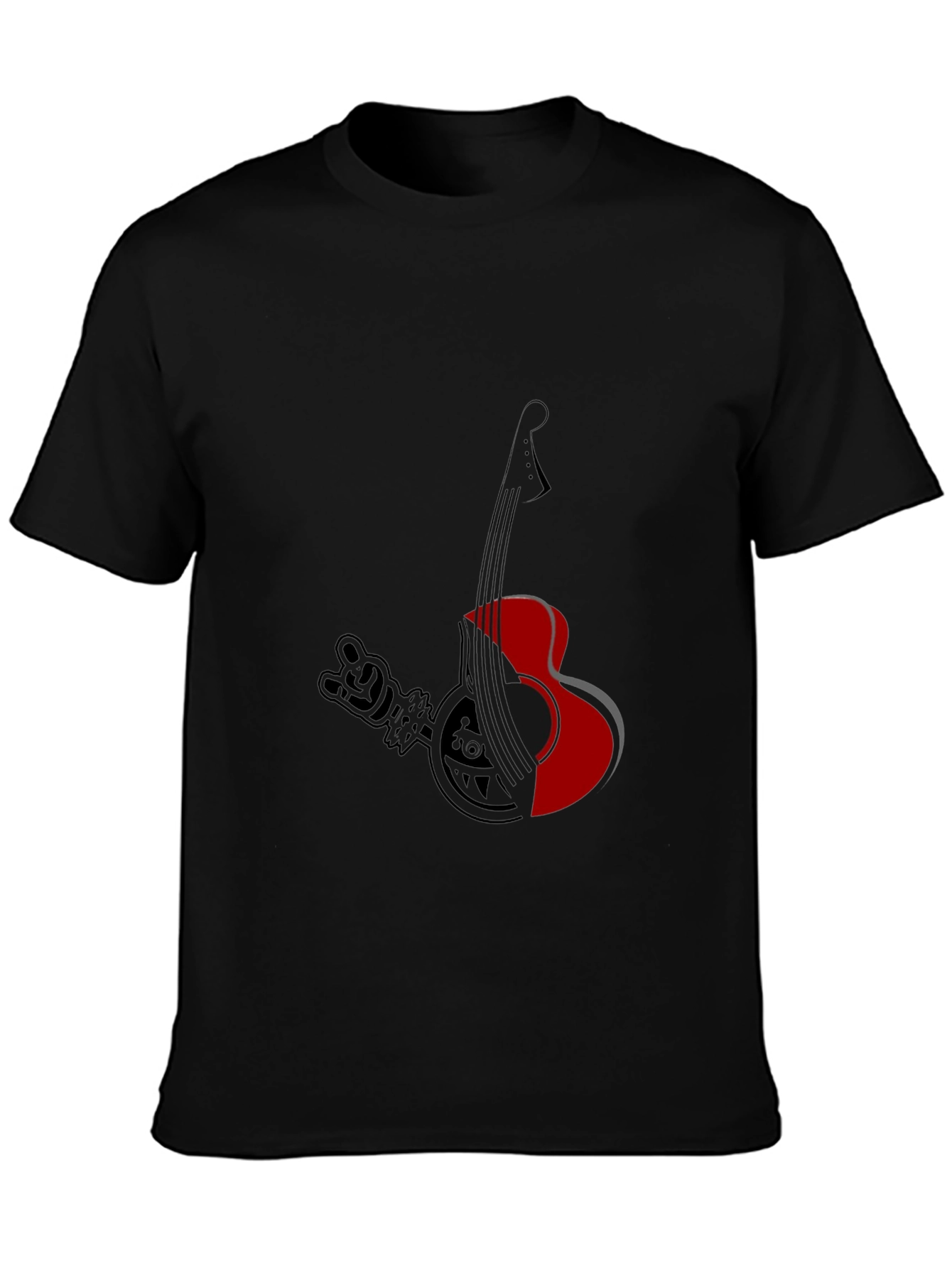 Black T-Shirt with Guitar Graphic