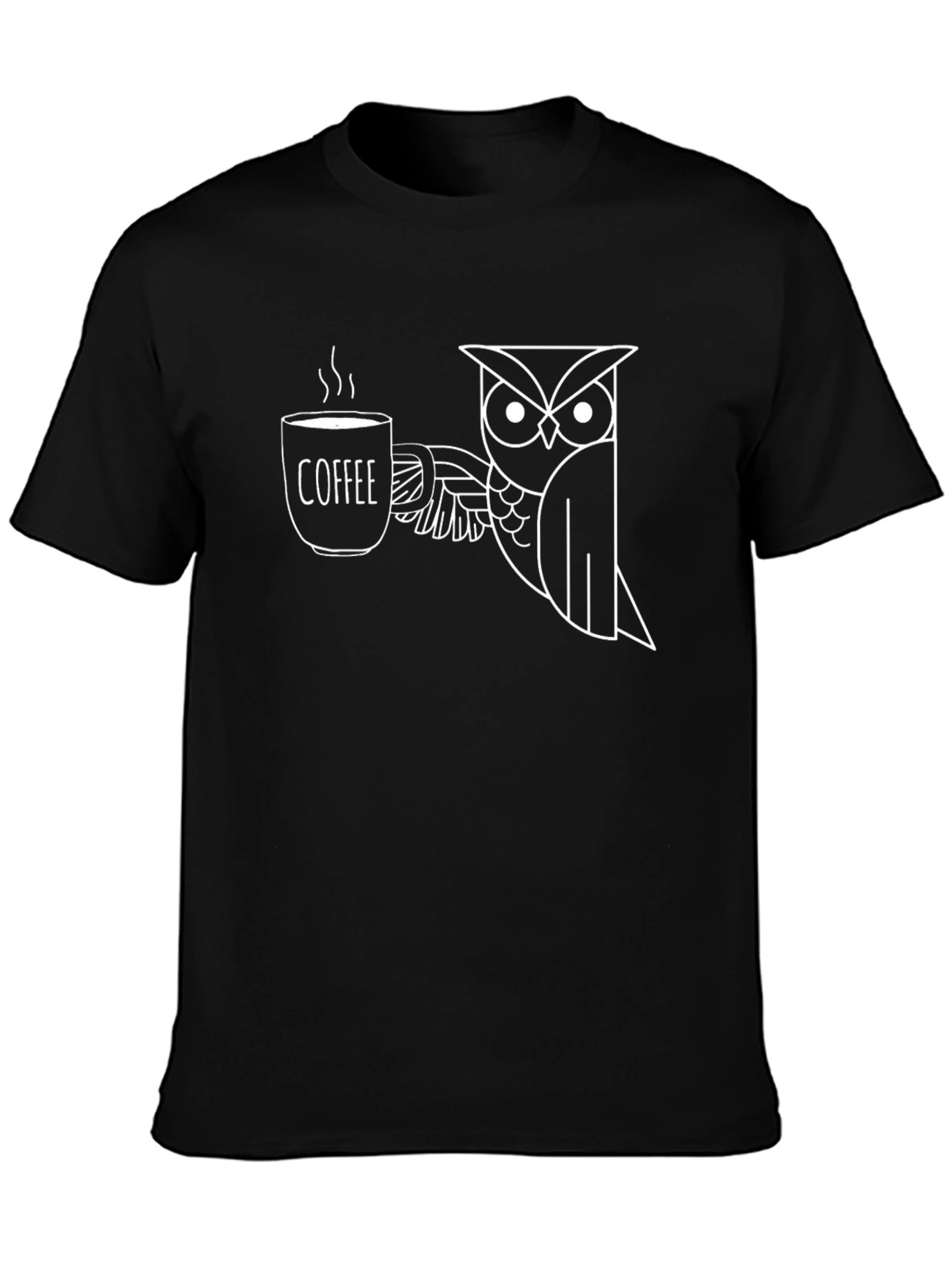 Owl Coffee Graphic Tee - Black Cotton Blend