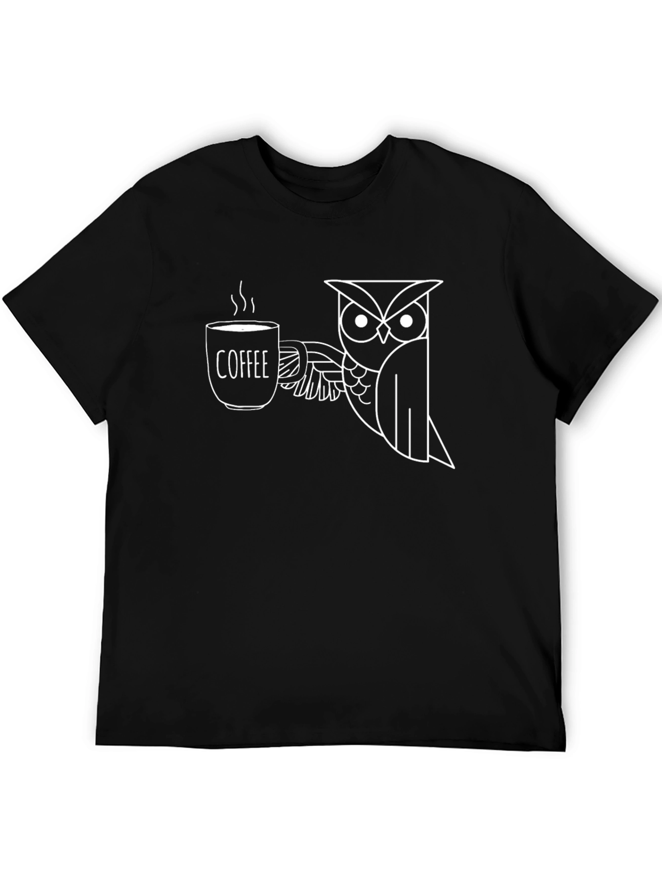 Owl Coffee Graphic Tee - Black Cotton Blend