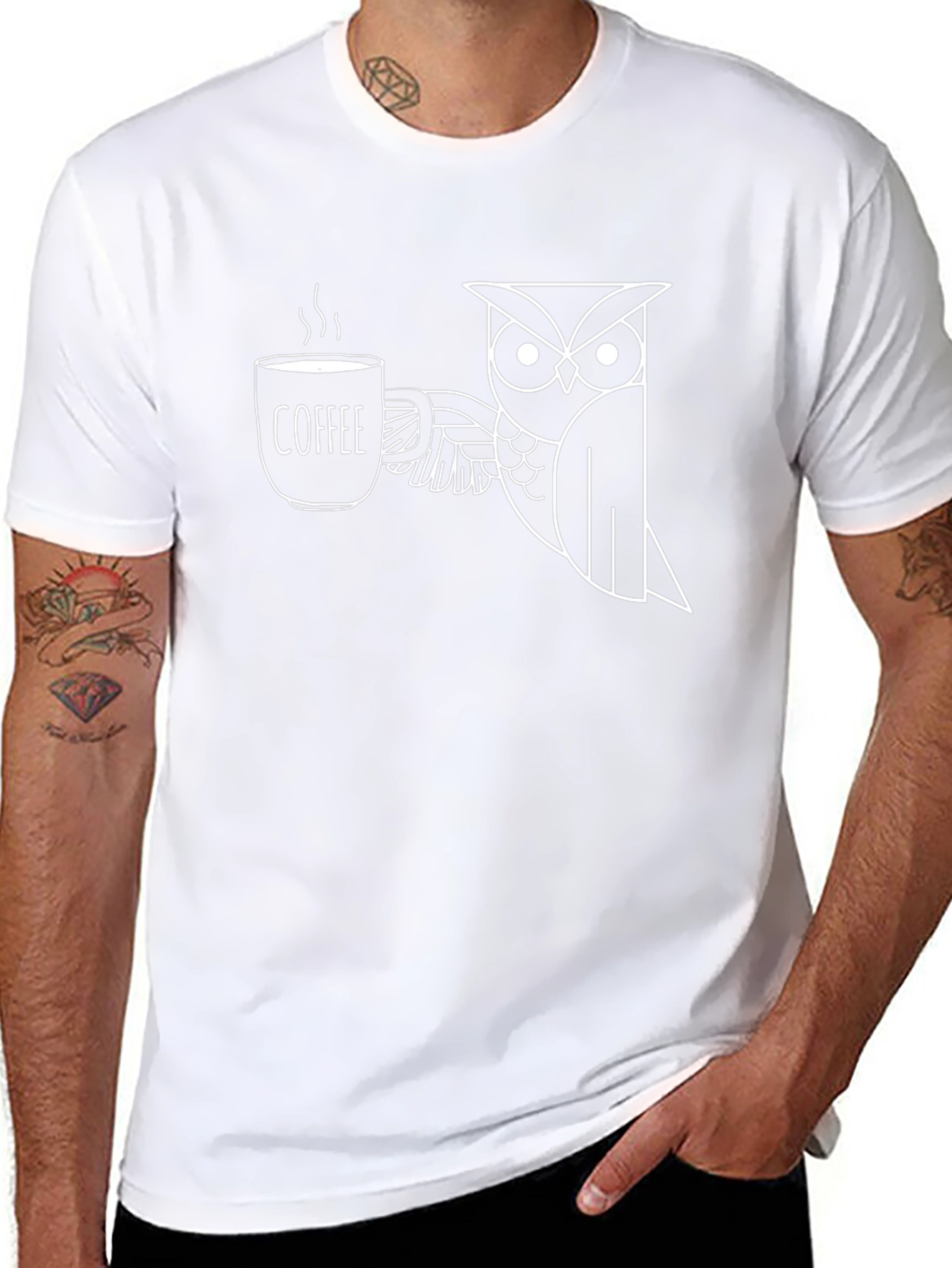 Owl Coffee Graphic Tee - Black Cotton Blend