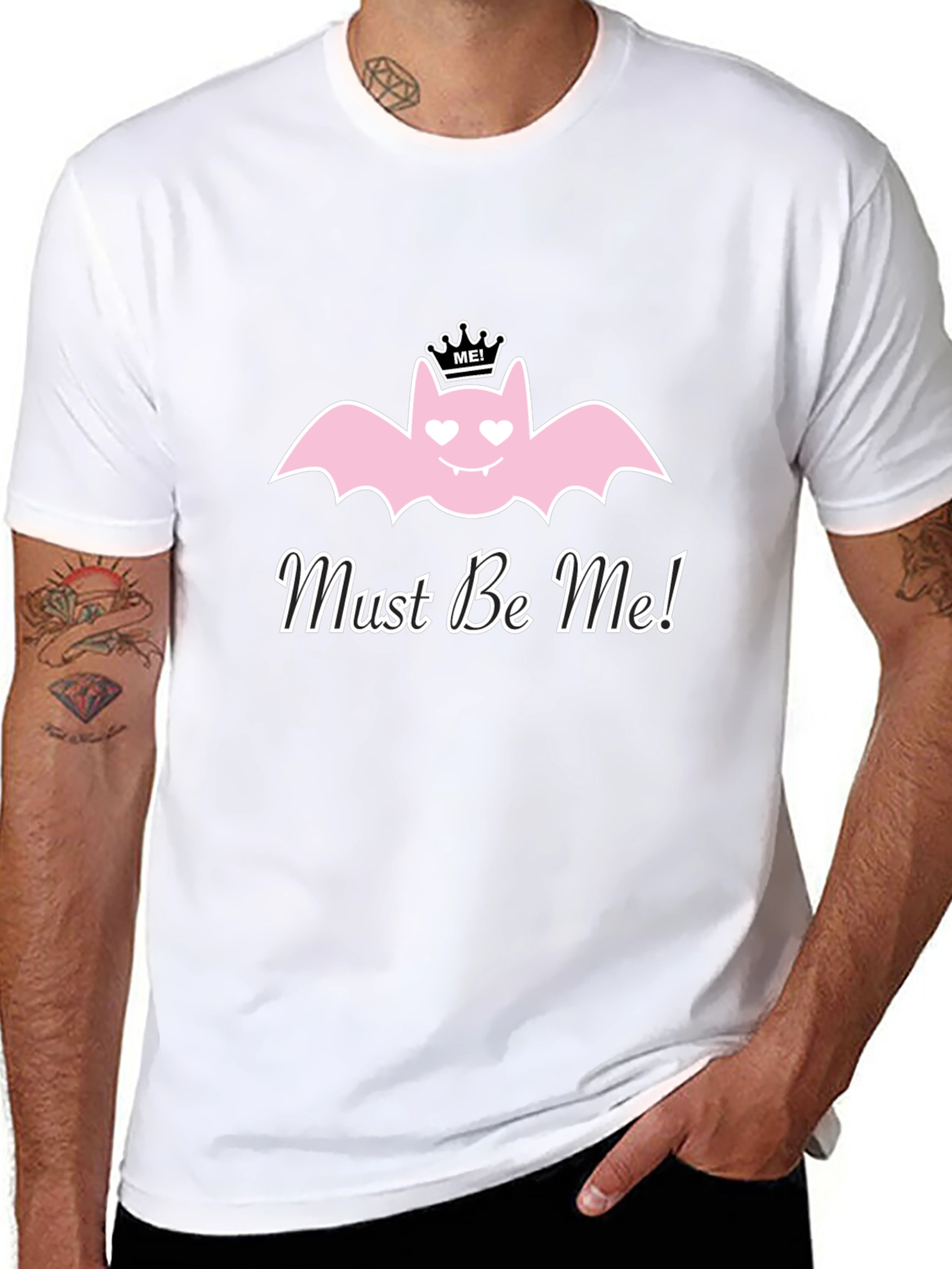 Must Be Me! Pink Bat Graphic T-Shirt