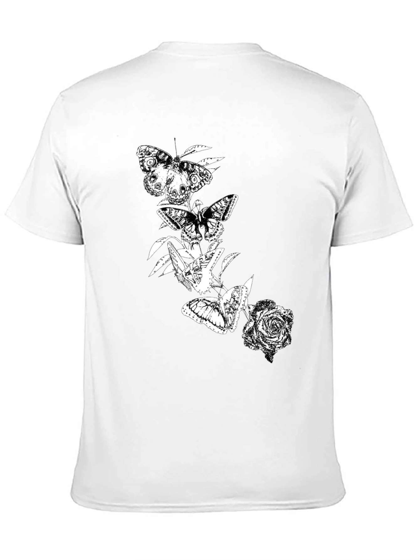 Butterfly & Rose Graphic Black T-Shirt