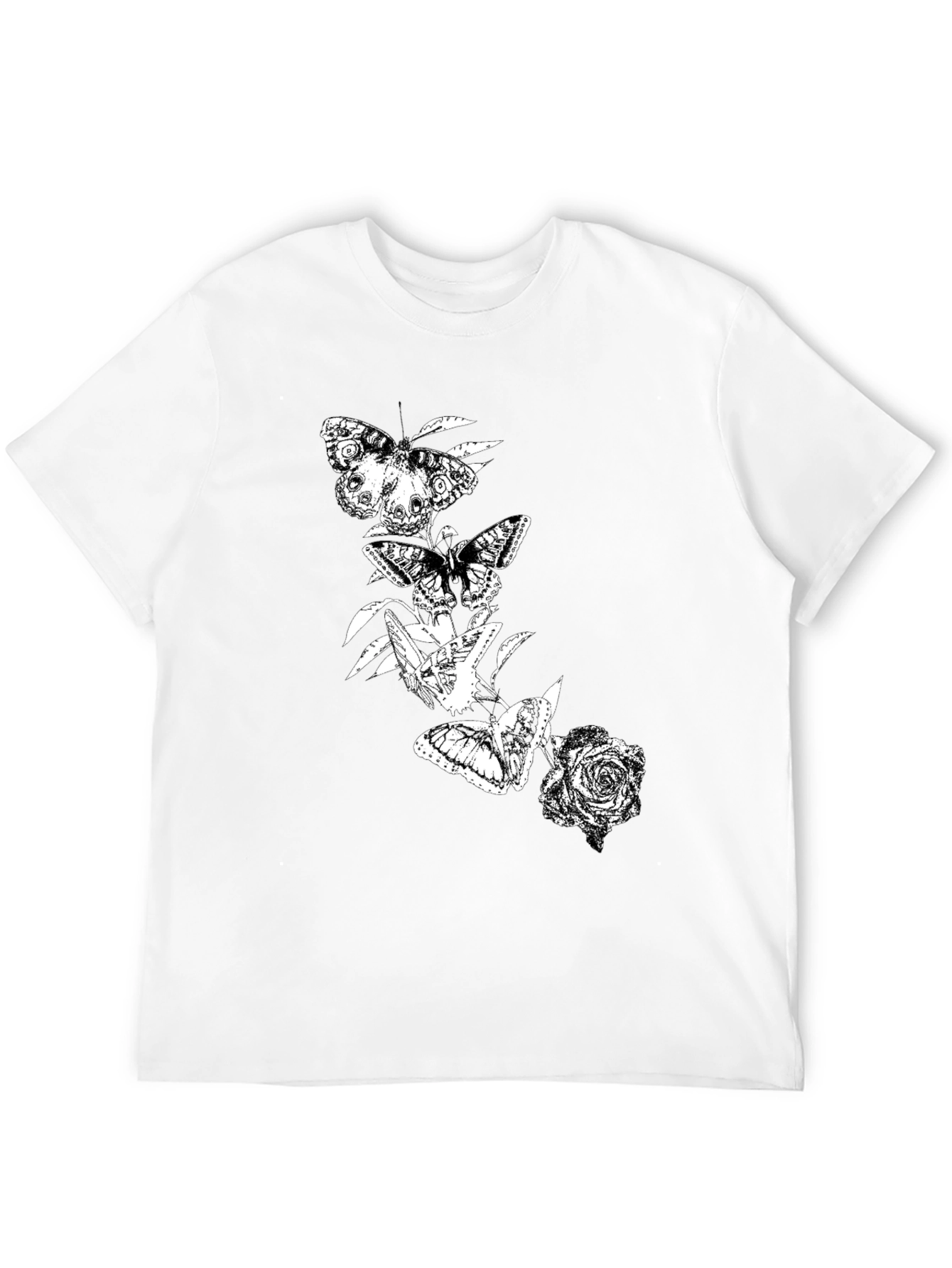 Butterfly & Rose Graphic Black T-Shirt