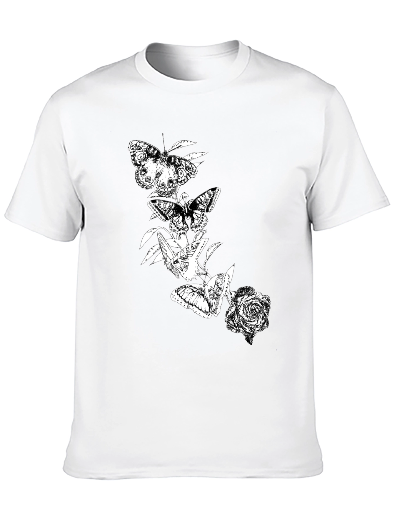 Butterfly & Rose Graphic Black T-Shirt
