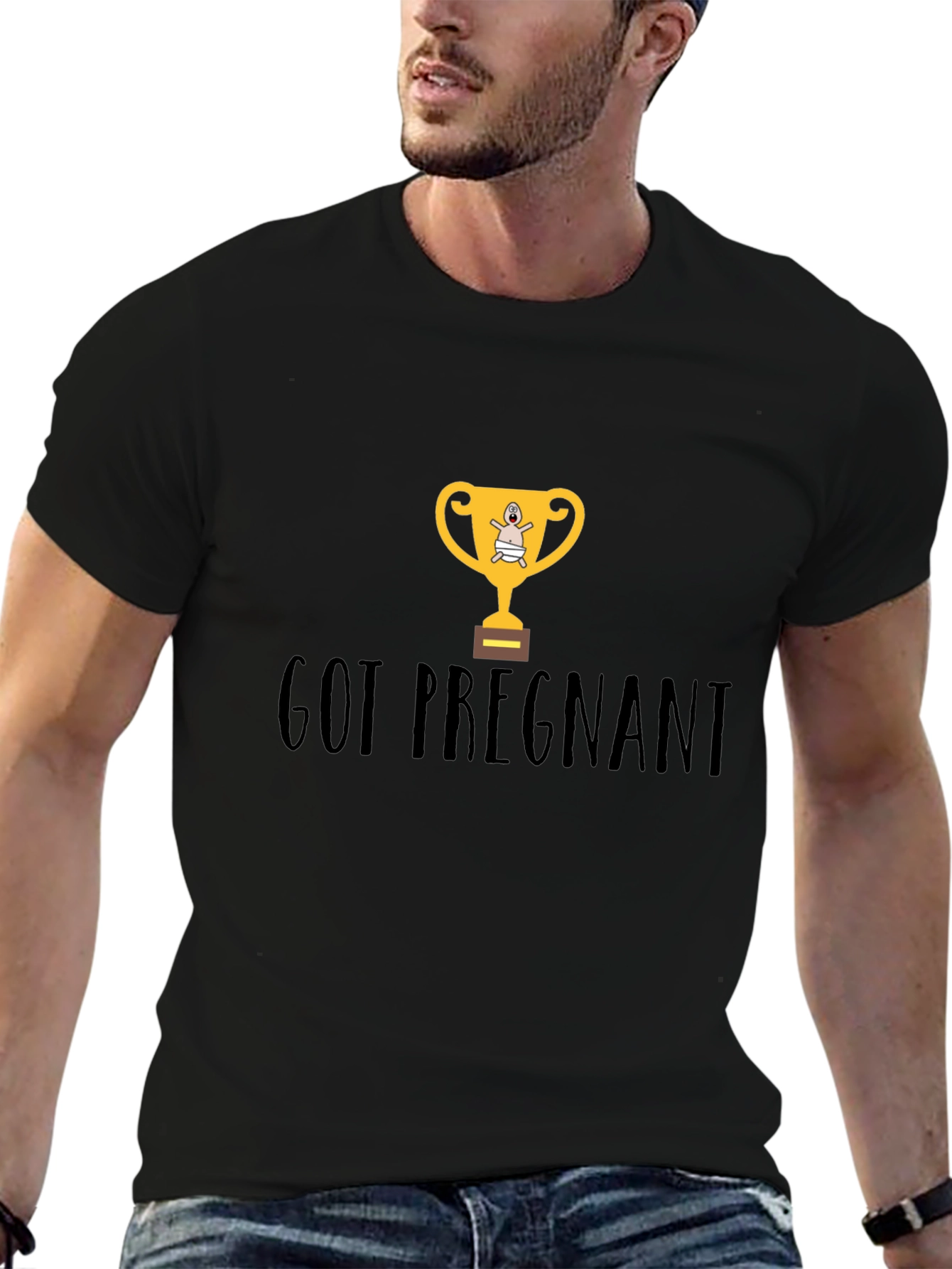 Got Pregnant Trophy Graphic T-Shirt