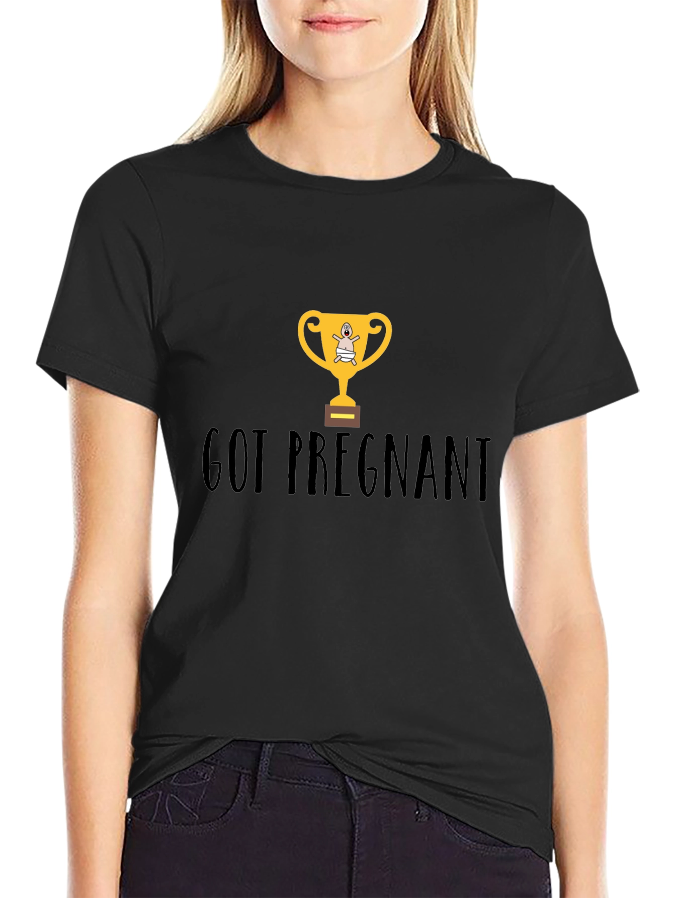 Got Pregnant Trophy Graphic T-Shirt