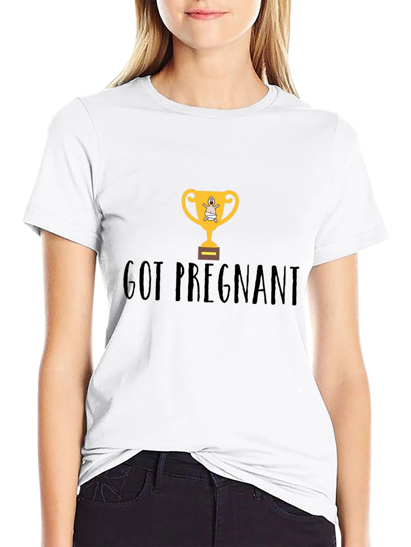 Got Pregnant Trophy Graphic T-Shirt