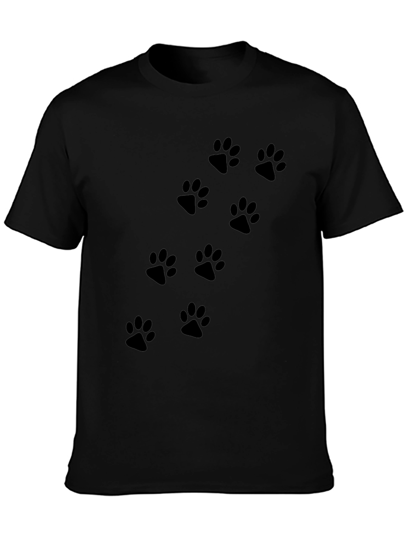 Black Paw Print Crew Neck T-Shirt