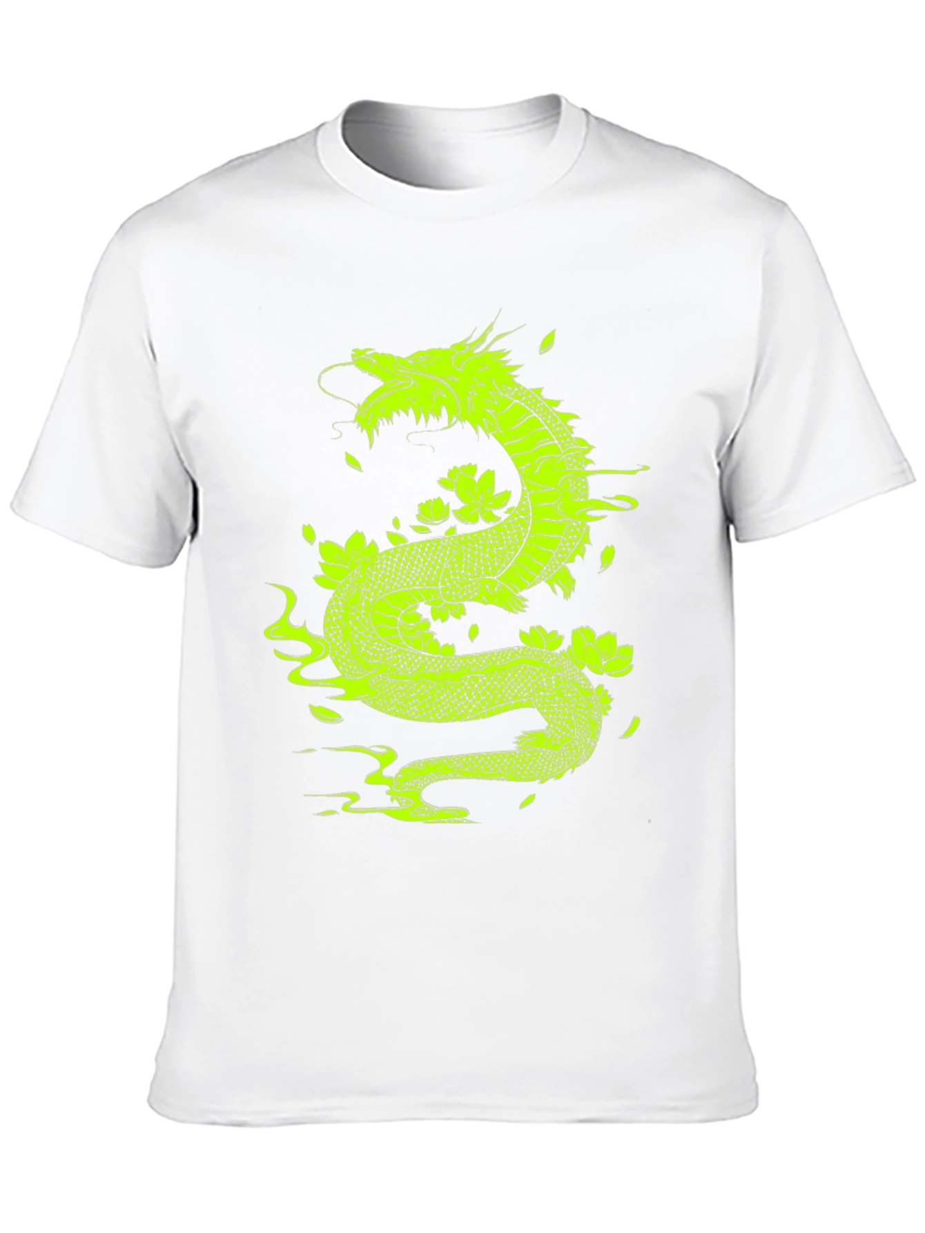 Dragon & Lotus Graphic Tee - Bold Black T-Shirt