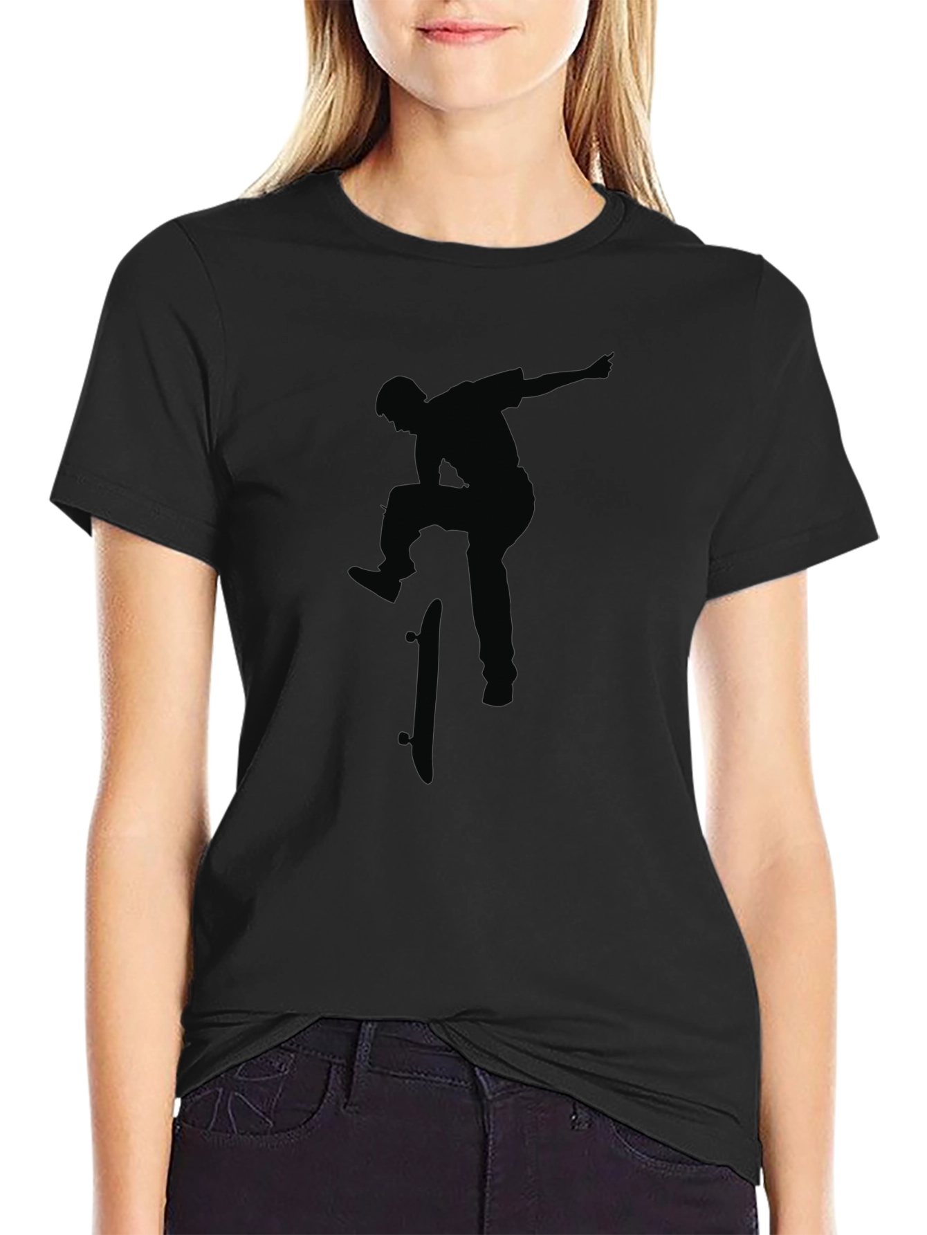 Skateboarder Silhouette Black Graphic Tee