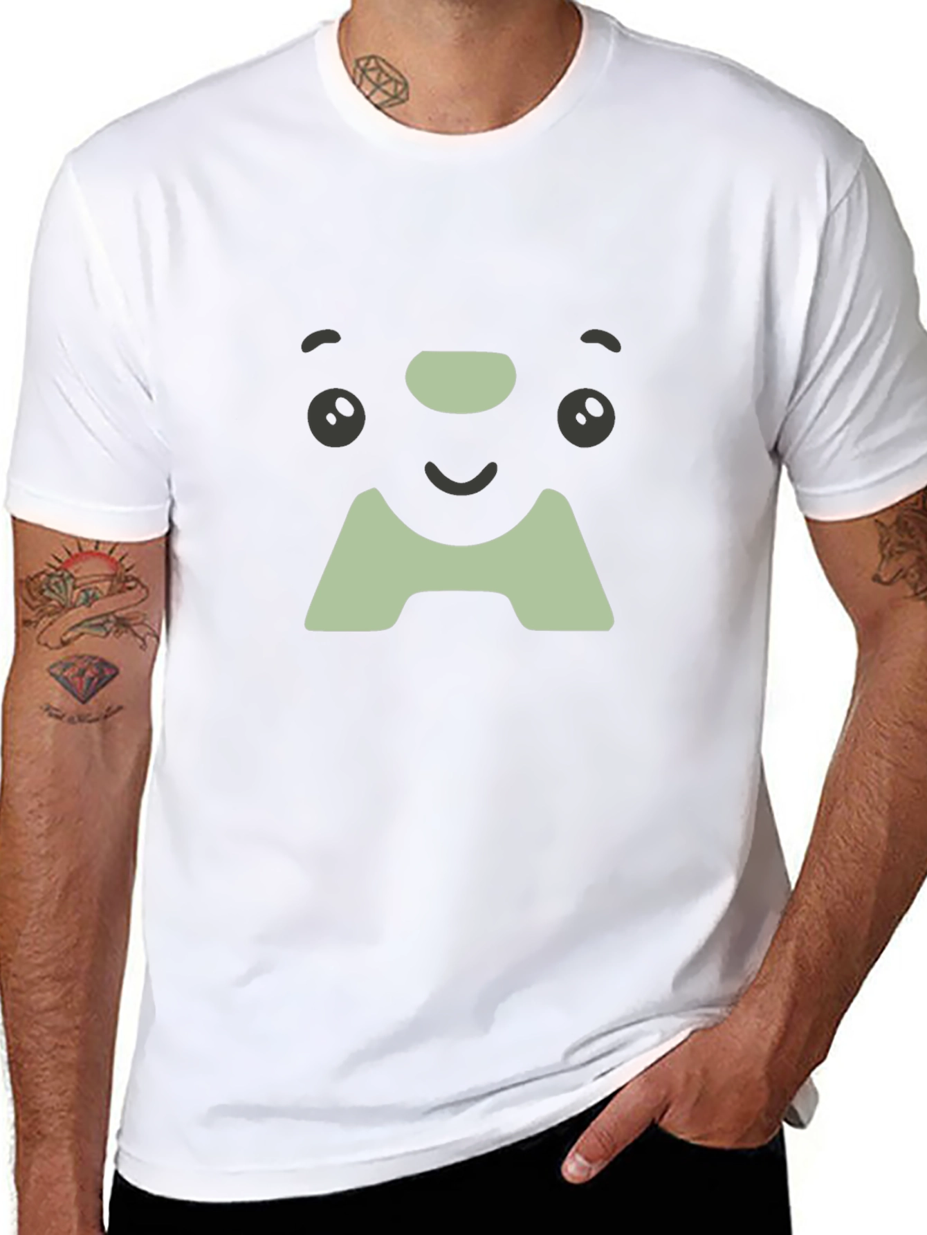 Cute Face Graphic Tee - Soft Black Cotton T-Shirt