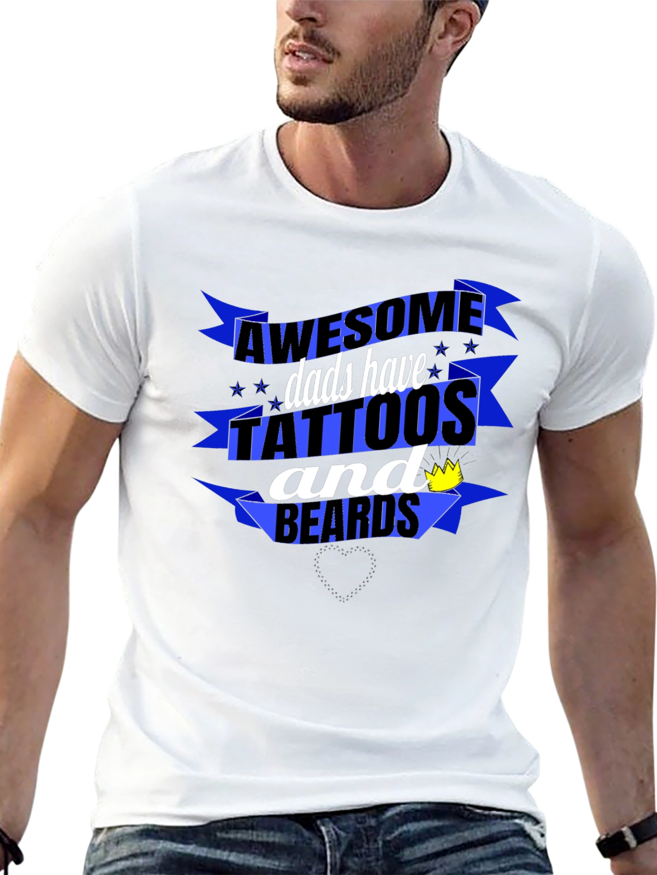 Awesome Dads Tattoos & Beards Black Graphic T-Shirt