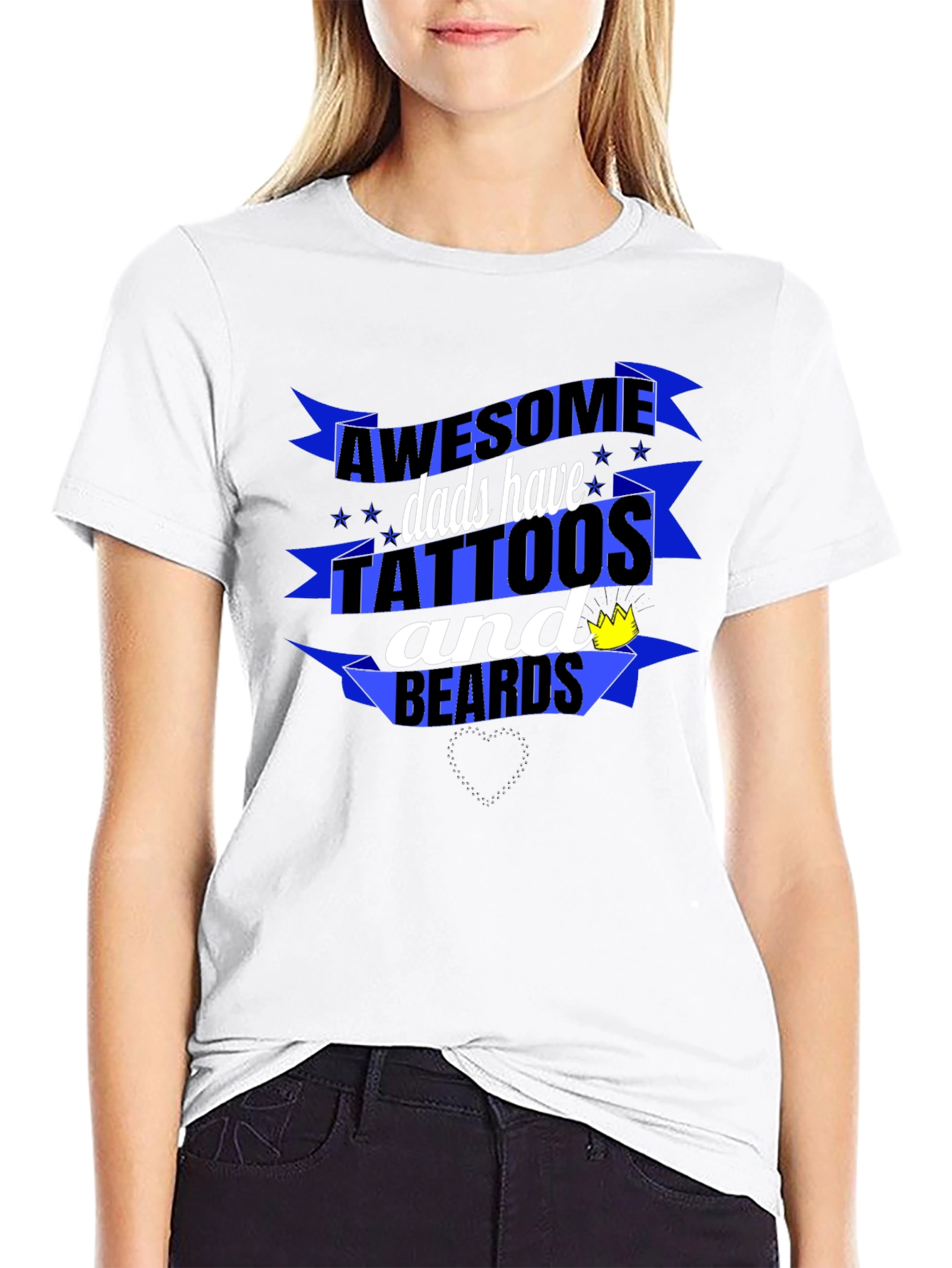 Awesome Dads Tattoos & Beards Black Graphic T-Shirt