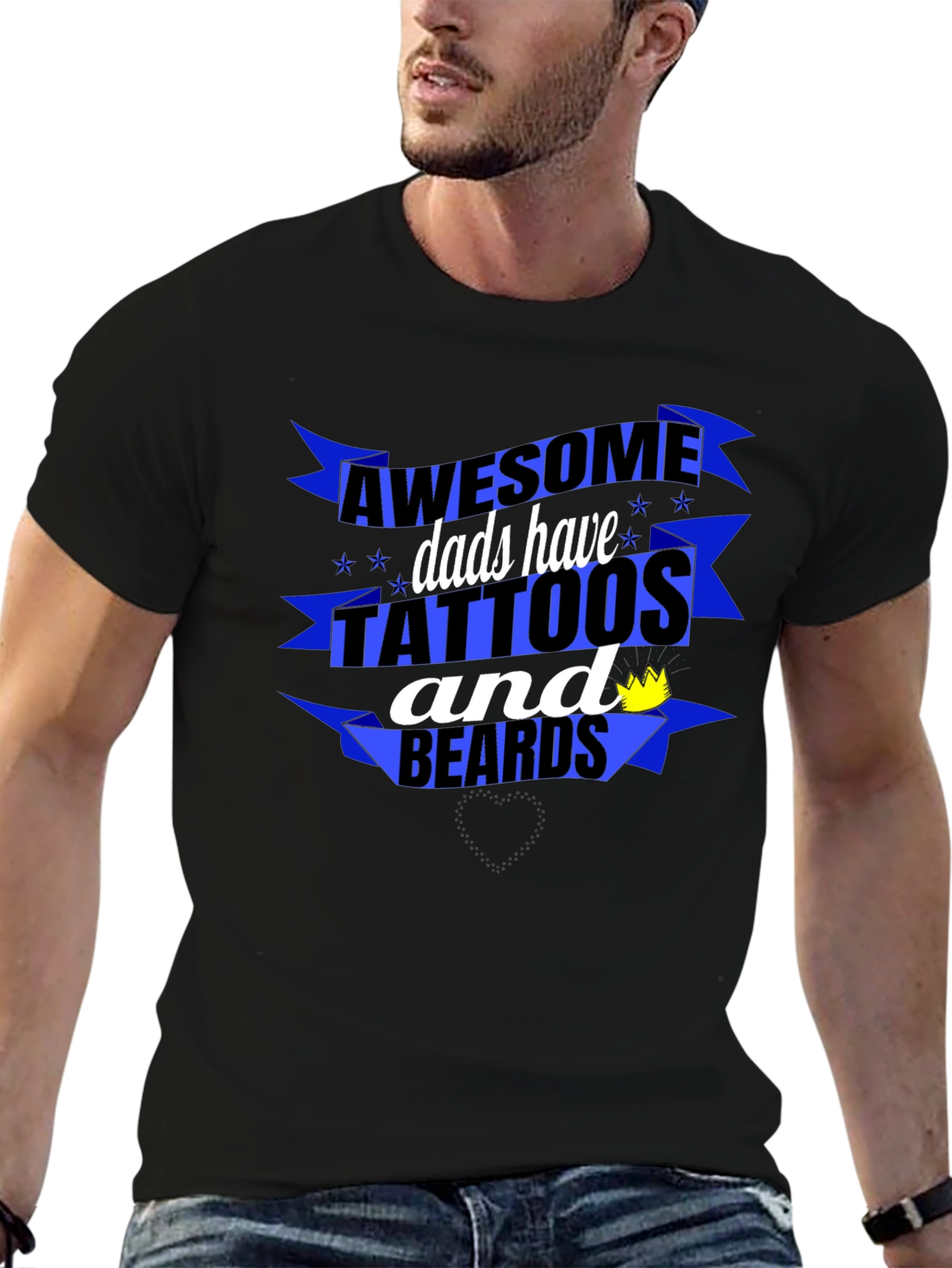 Awesome Dads Tattoos & Beards Black Graphic T-Shirt