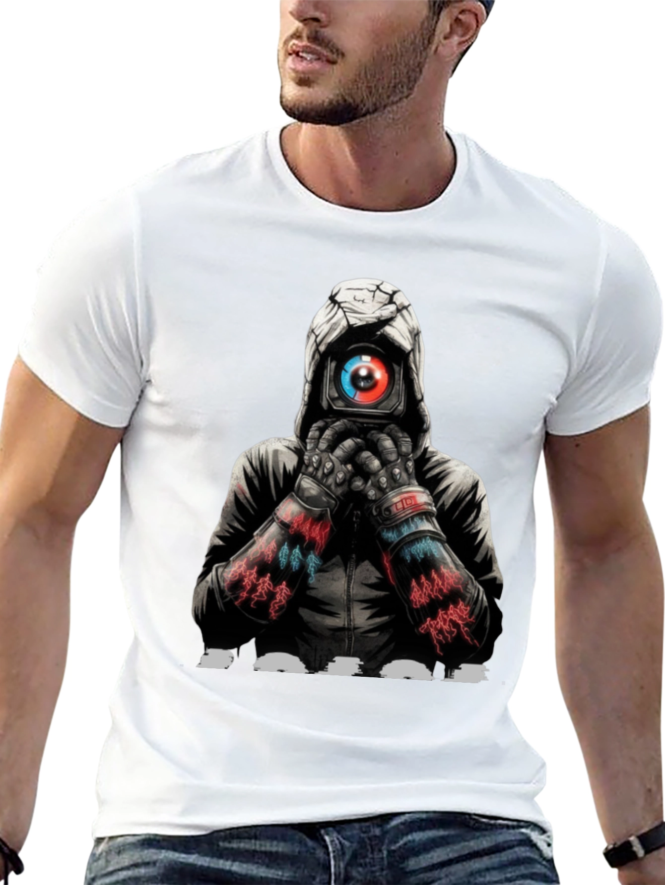 Cyberpunk Camera Eye Graphic Black T-Shirt