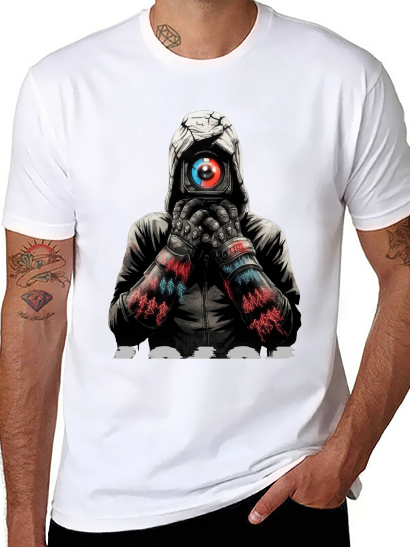 Cyberpunk Camera Eye Graphic Black T-Shirt