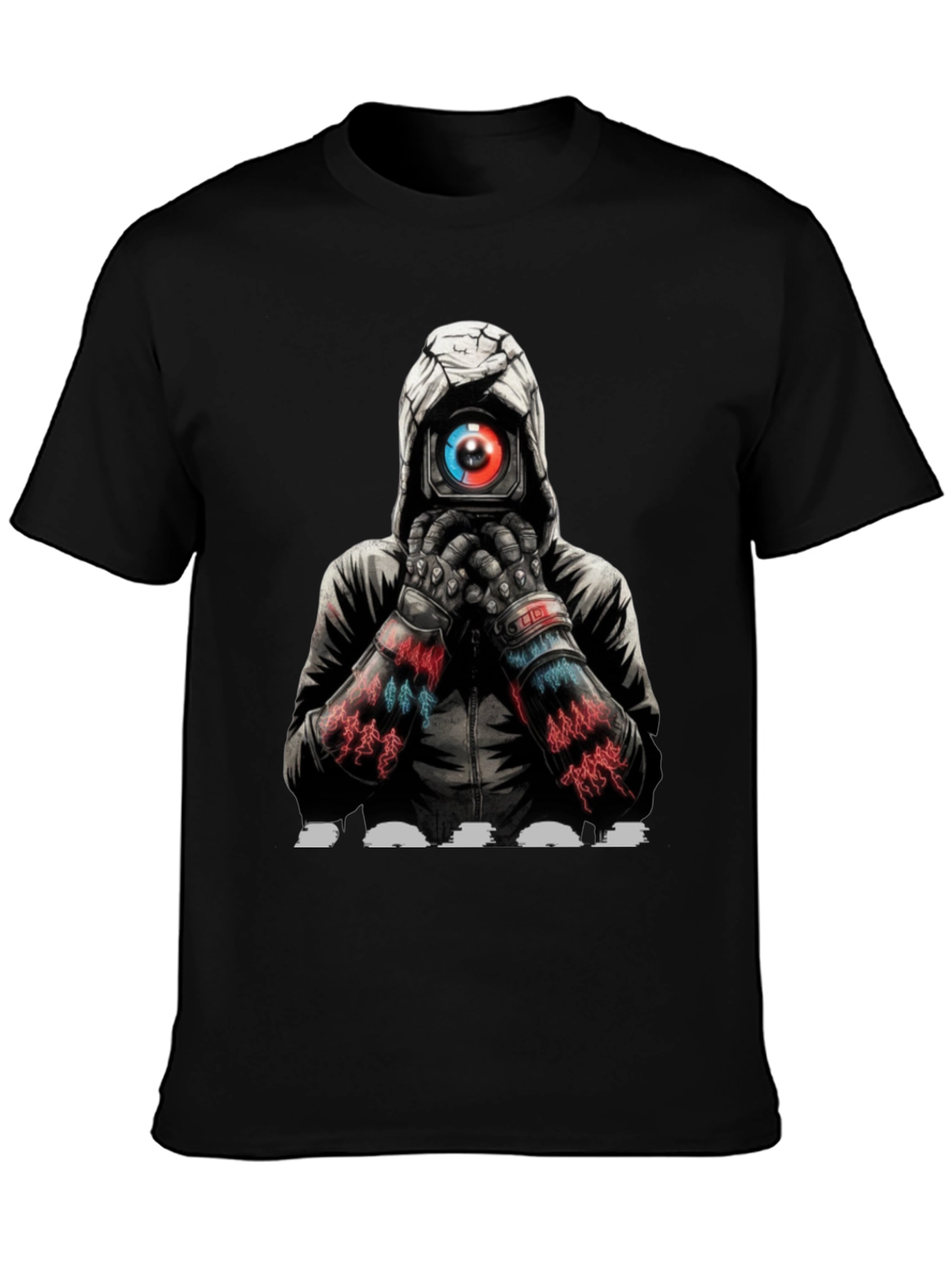 Cyberpunk Camera Eye Graphic Black T-Shirt