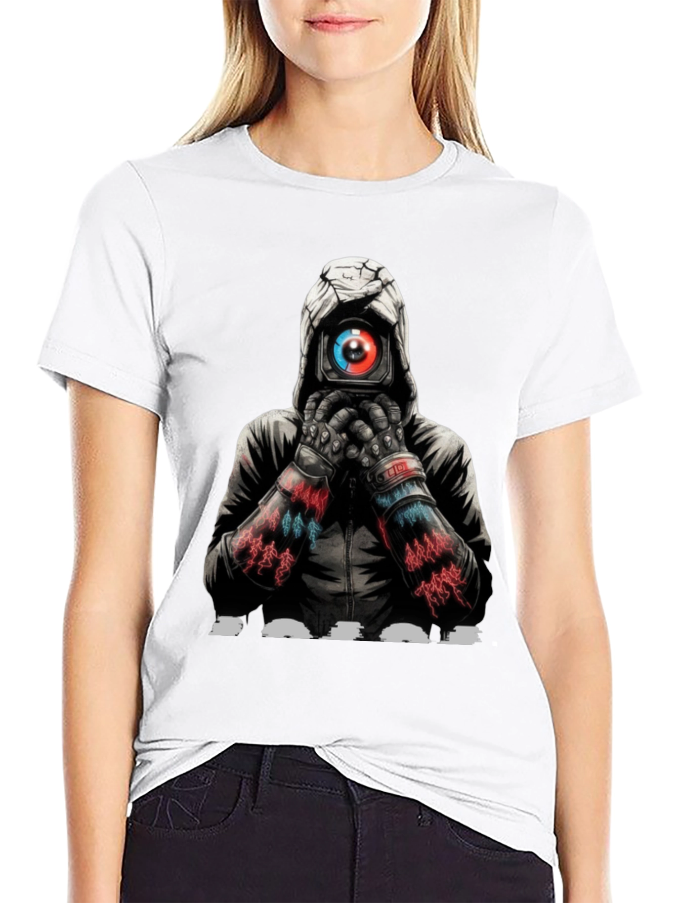 Cyberpunk Camera Eye Graphic Black T-Shirt