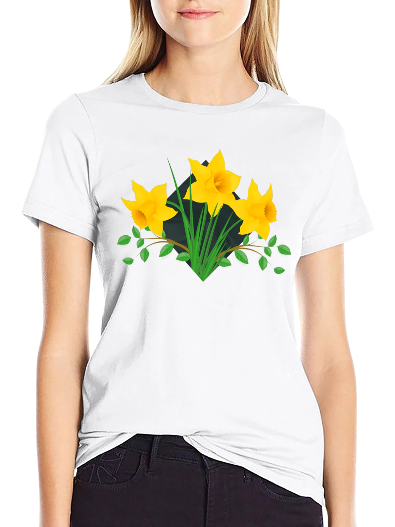 Floral Graphic Tee - Daffodil Design