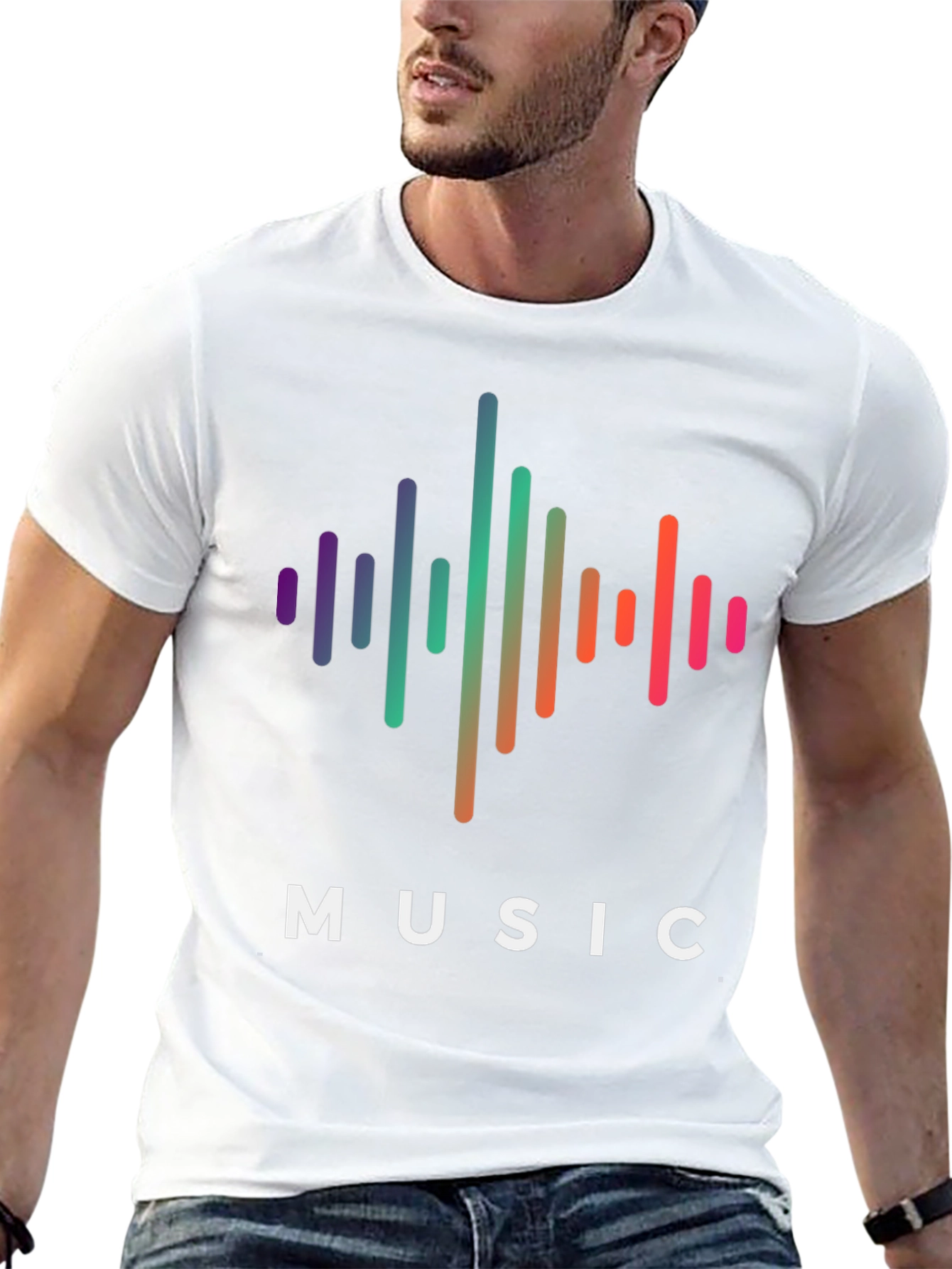 Music Wave Graphic Tee - Black Cotton T-Shirt