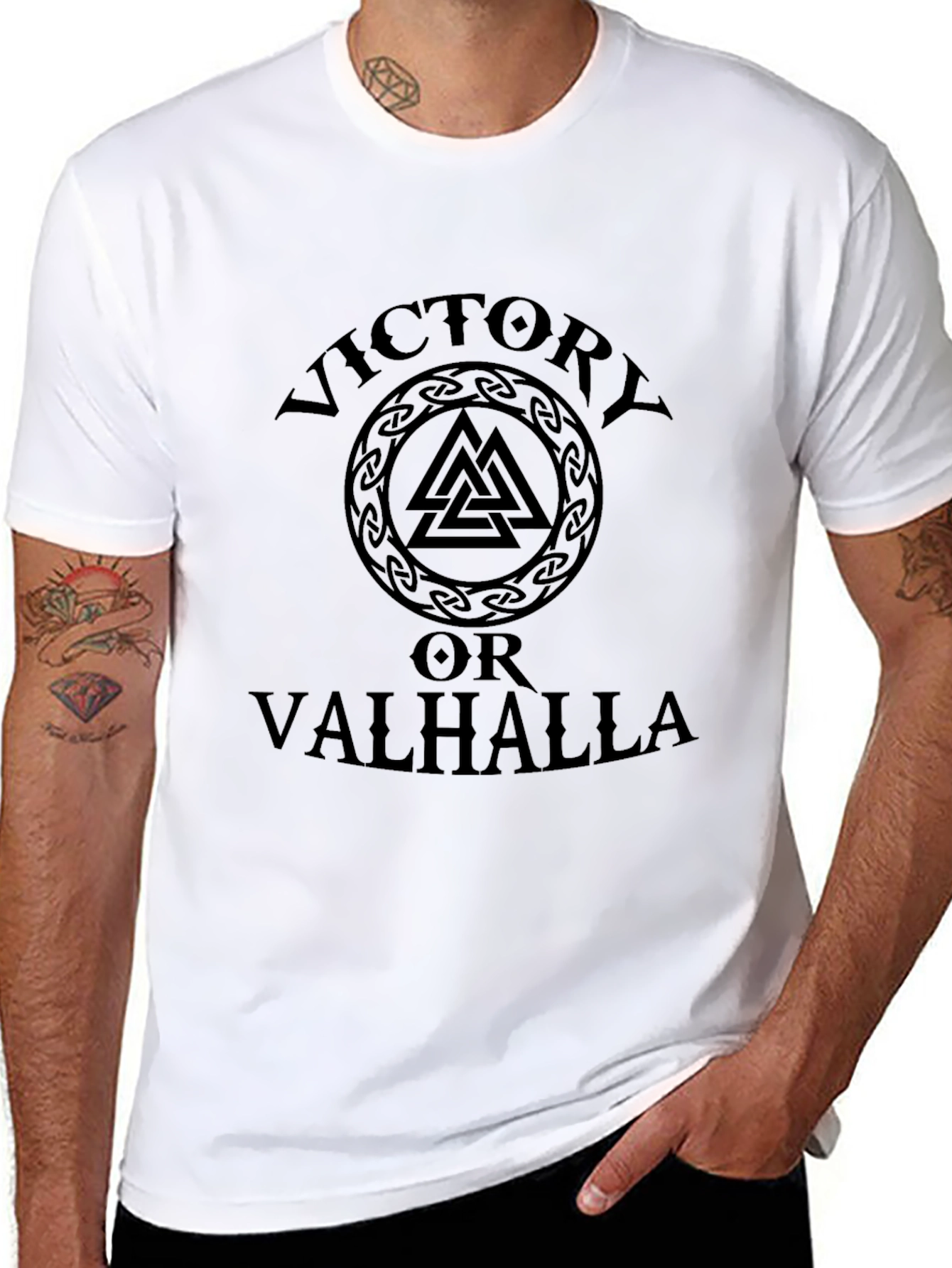 Victory or Valhalla Viking T-Shirt - Black
