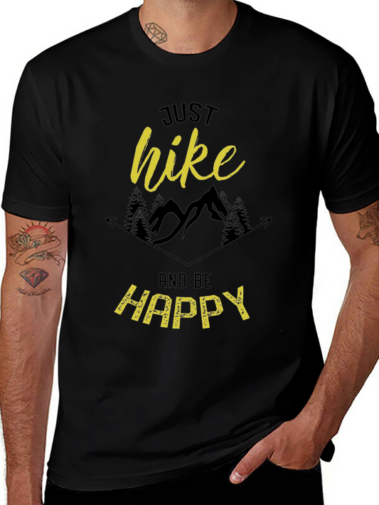 Just Hike and Be Happy Black T-Shirt