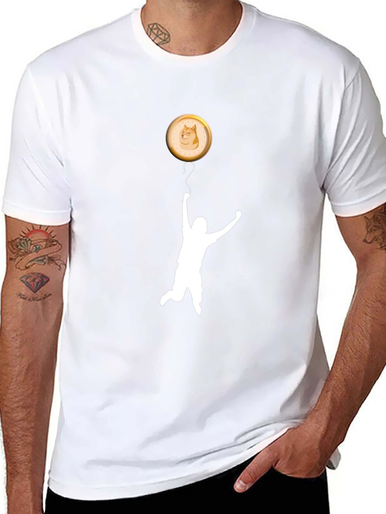 Doge Coin Balloon T-Shirt - Black