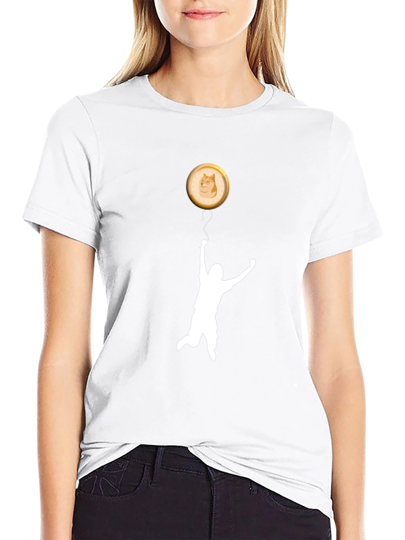 Doge Coin Balloon T-Shirt - Black