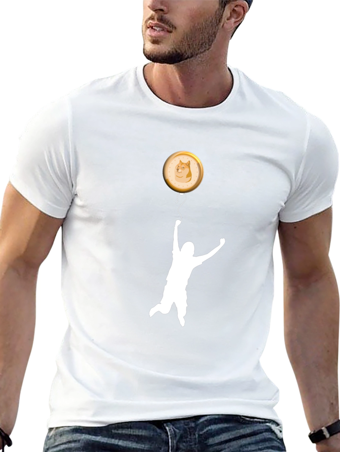 Doge Coin Balloon T-Shirt - Black