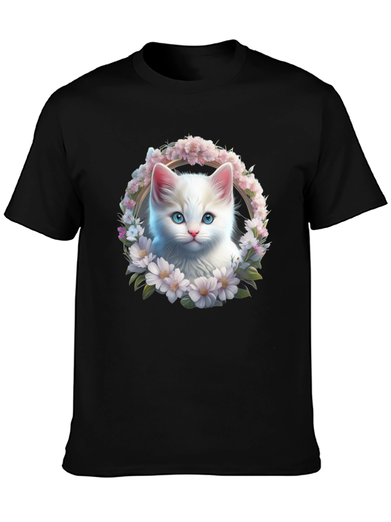 Cat & Floral Wreath Graphic Tee