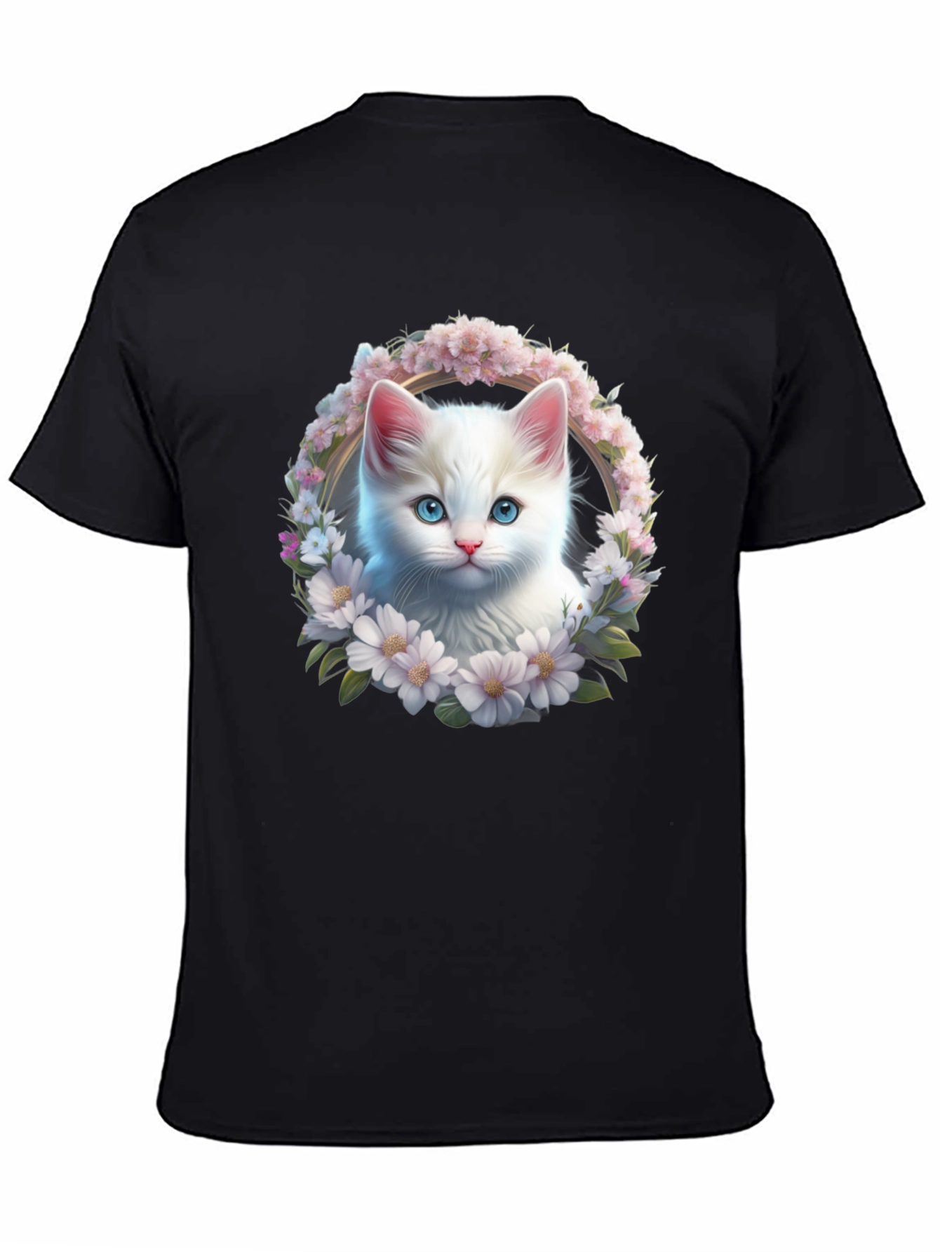Cat & Floral Wreath Graphic Tee