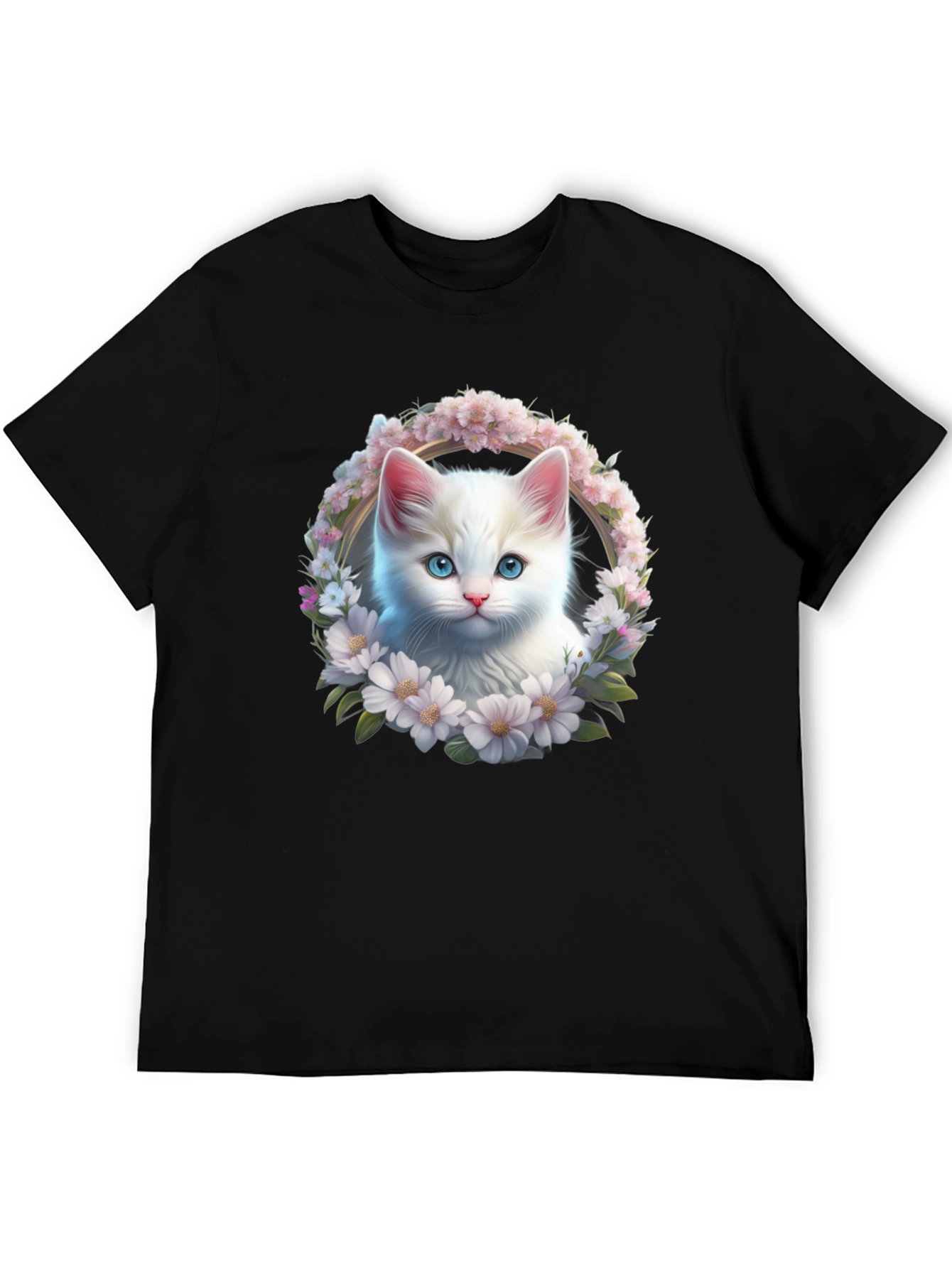 Cat & Floral Wreath Graphic Tee