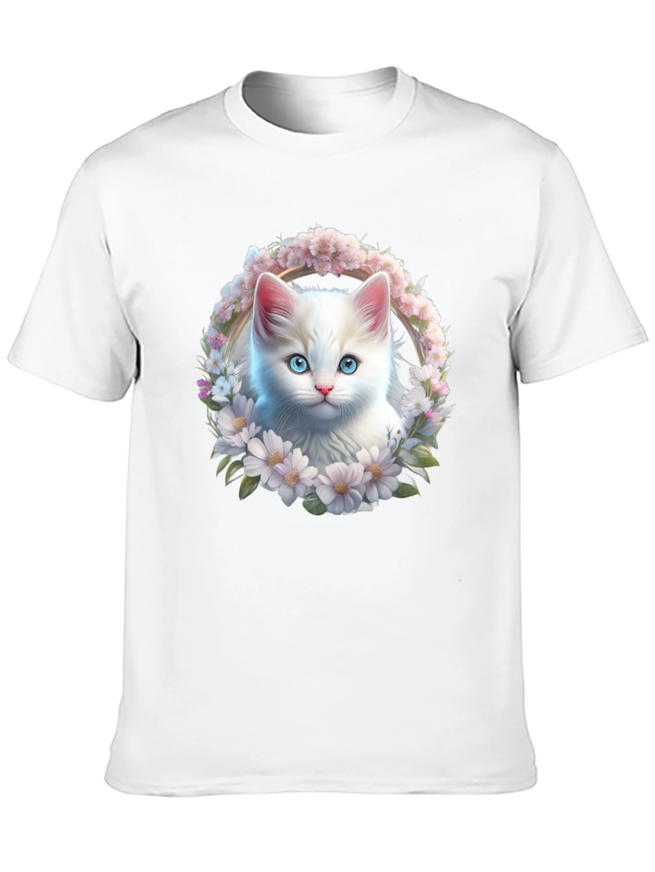 Cat & Floral Wreath Graphic Tee