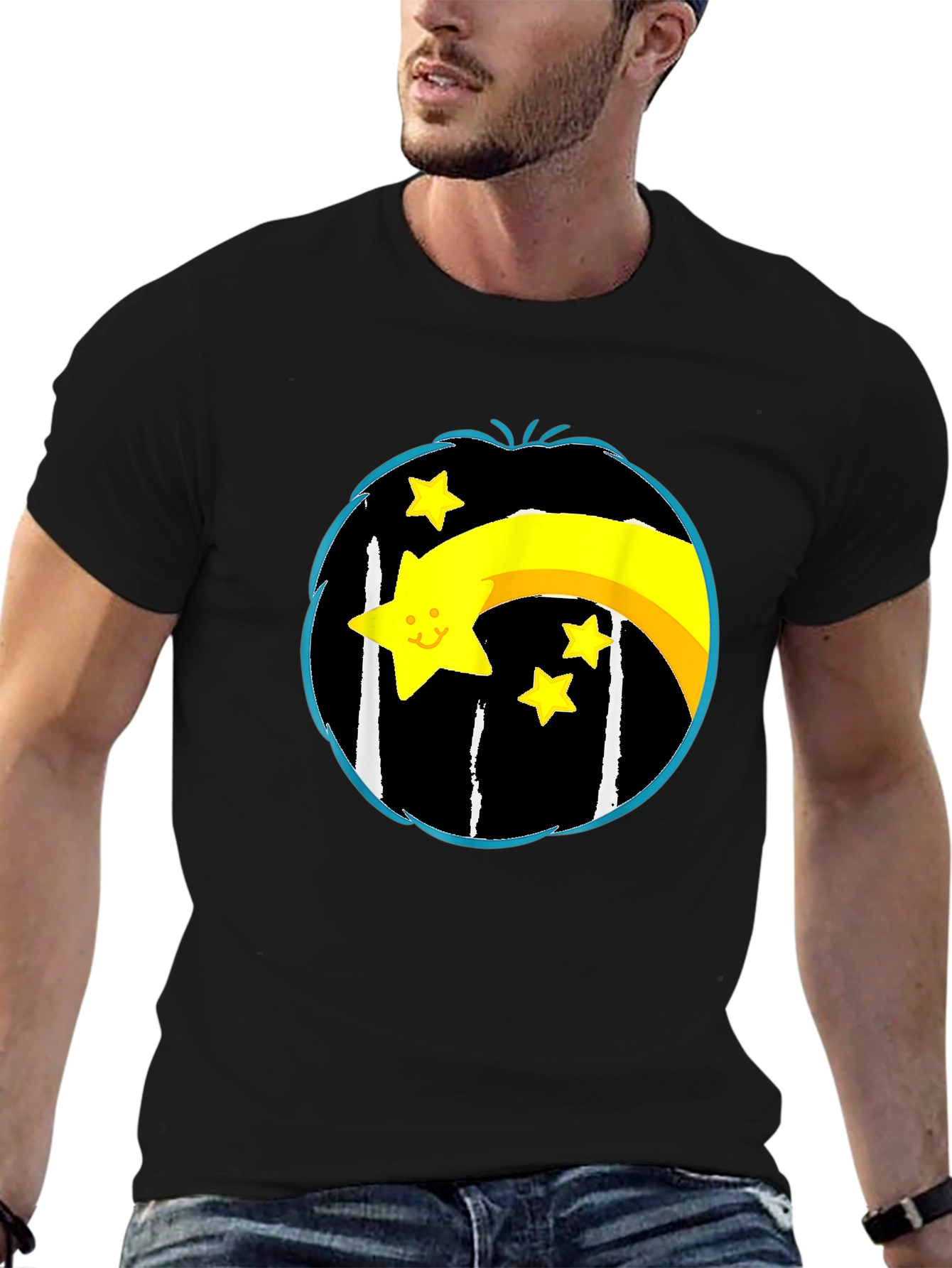 Shooting Star Graphic Tee - Black Cotton Blend