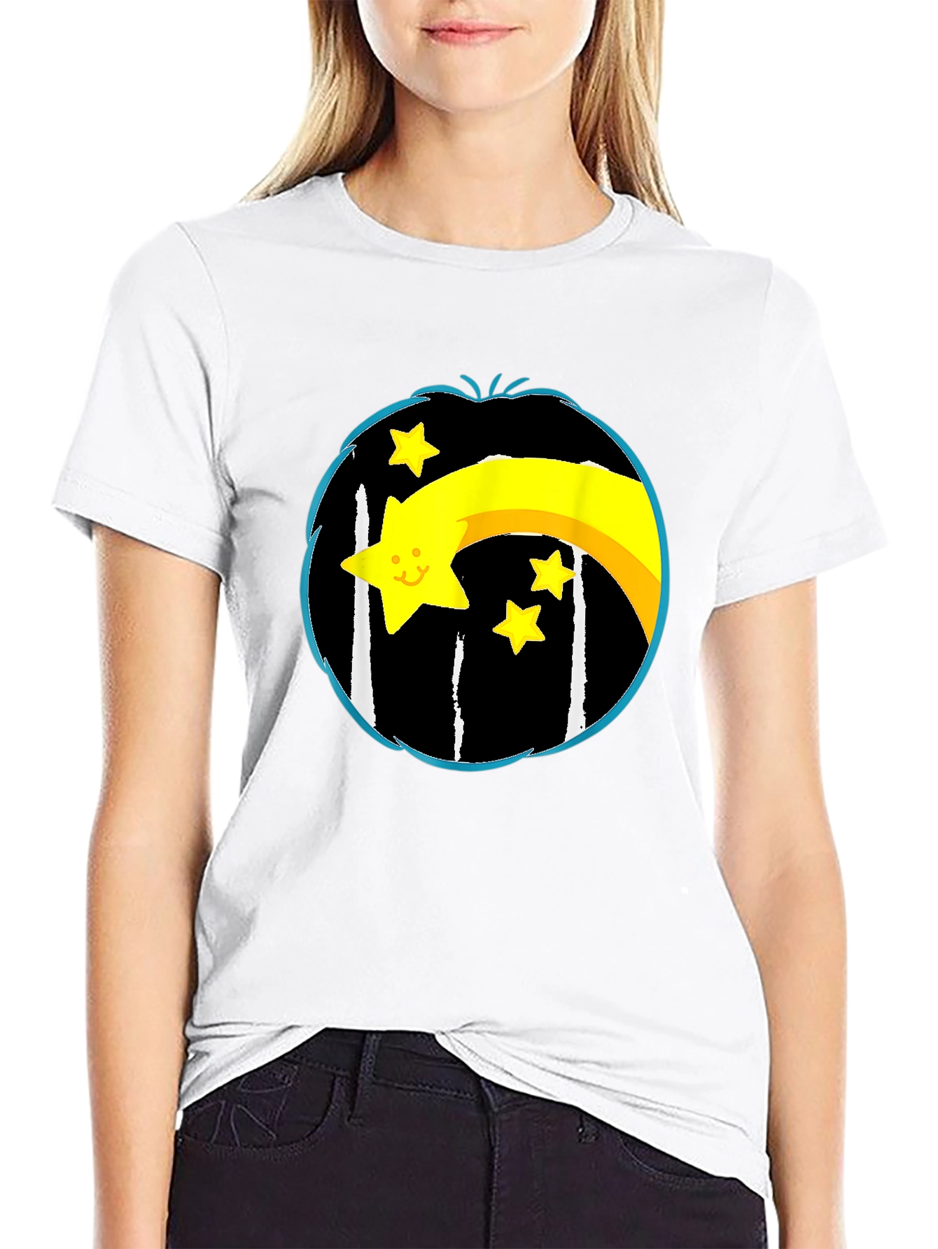 Shooting Star Graphic Tee - Black Cotton Blend