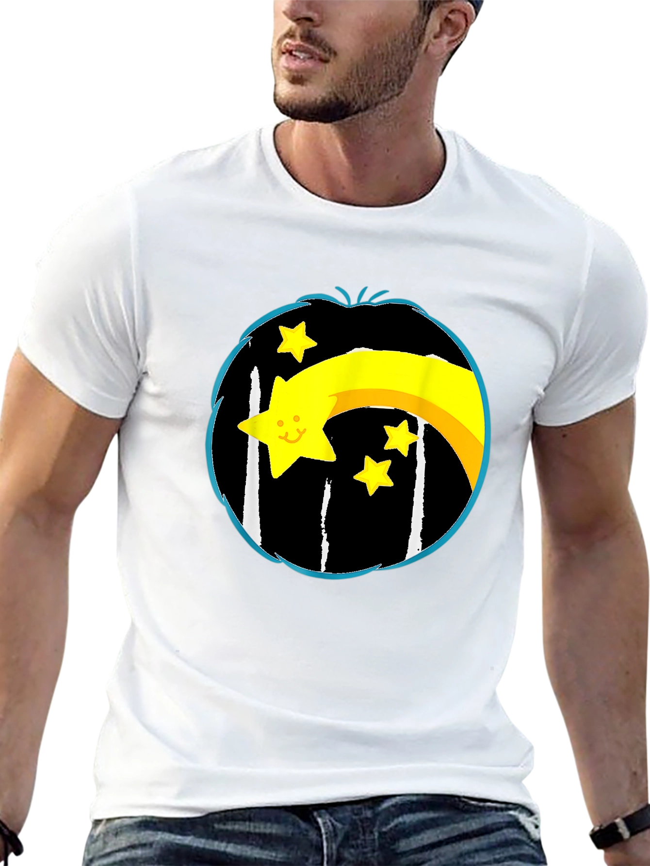 Shooting Star Graphic Tee - Black Cotton Blend
