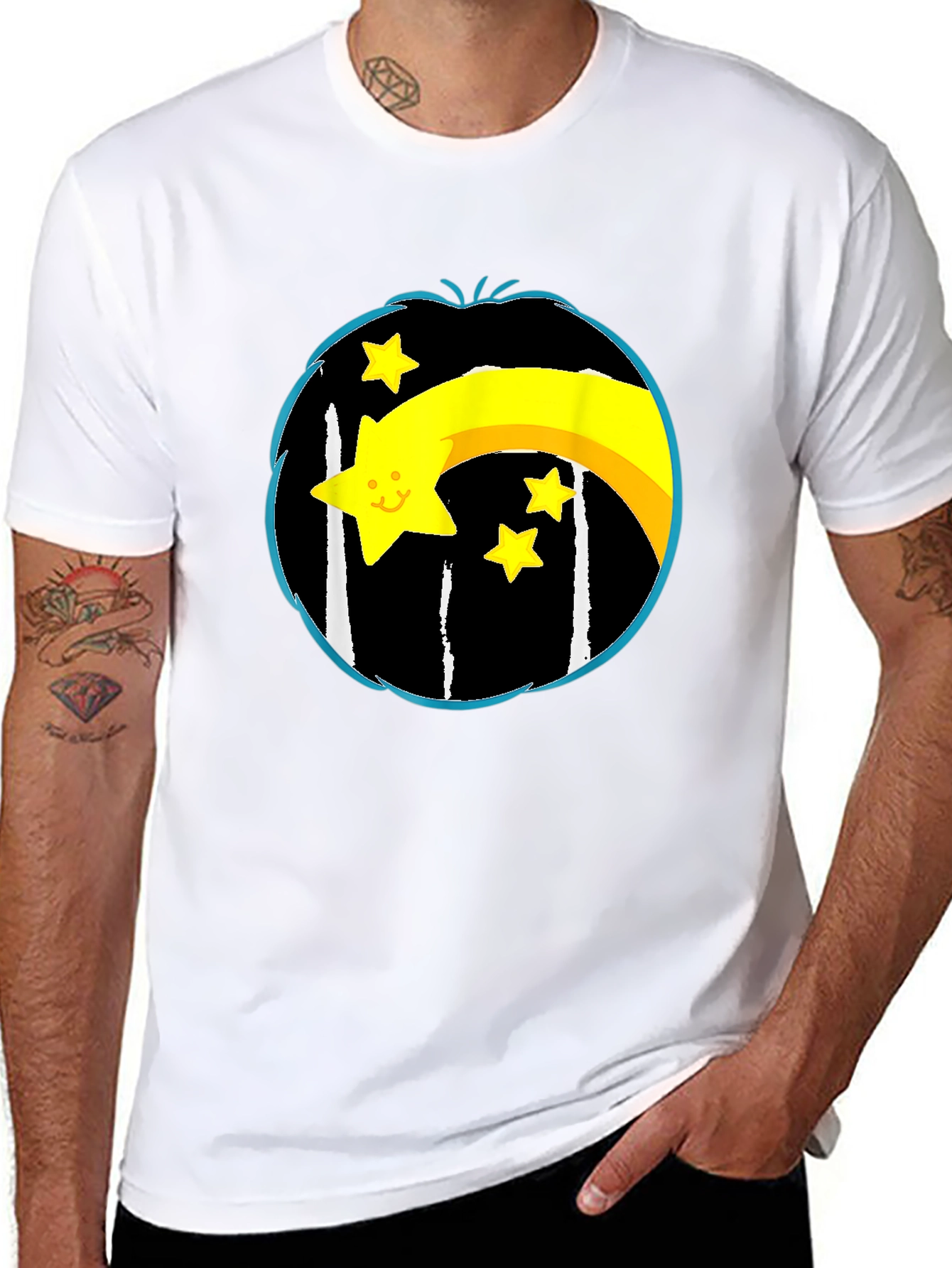 Shooting Star Graphic Tee - Black Cotton Blend