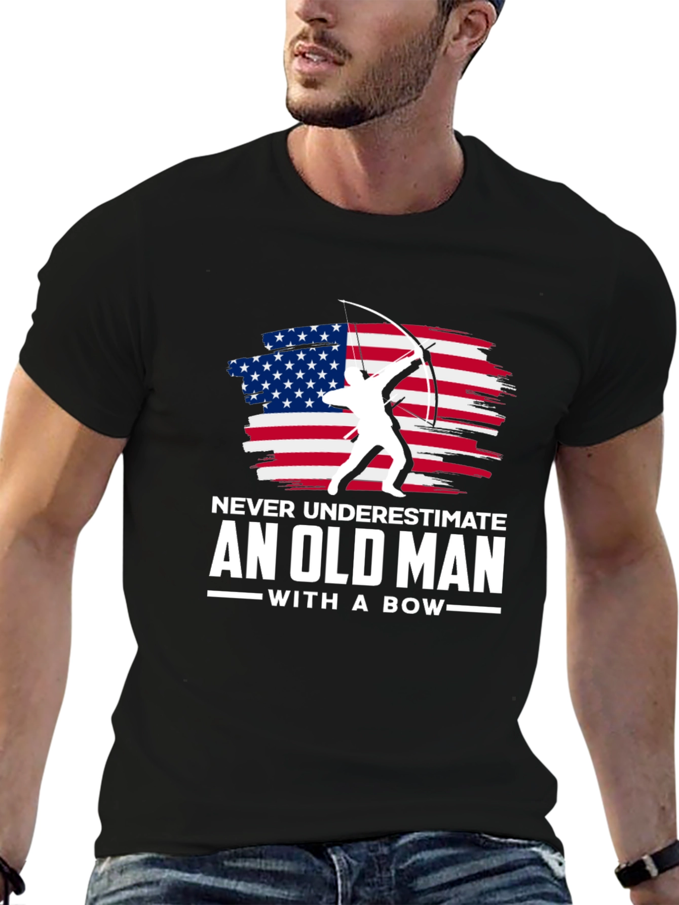 Old Man with a Bow Graphic T-Shirt