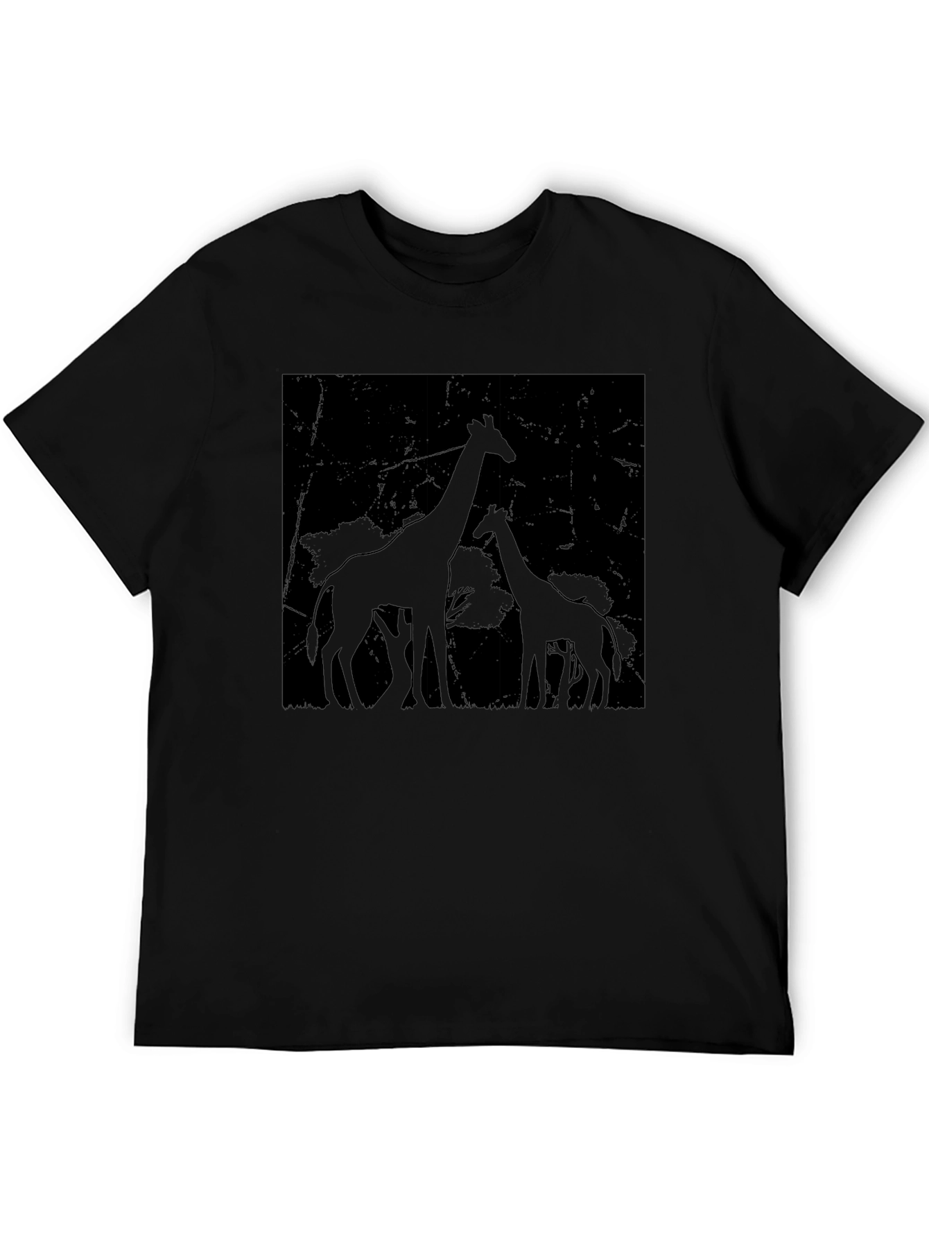 Giraffe Silhouette Graphic Tee - Black