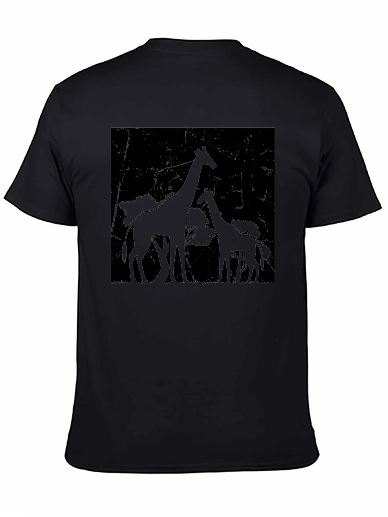 Giraffe Silhouette Graphic Tee - Black