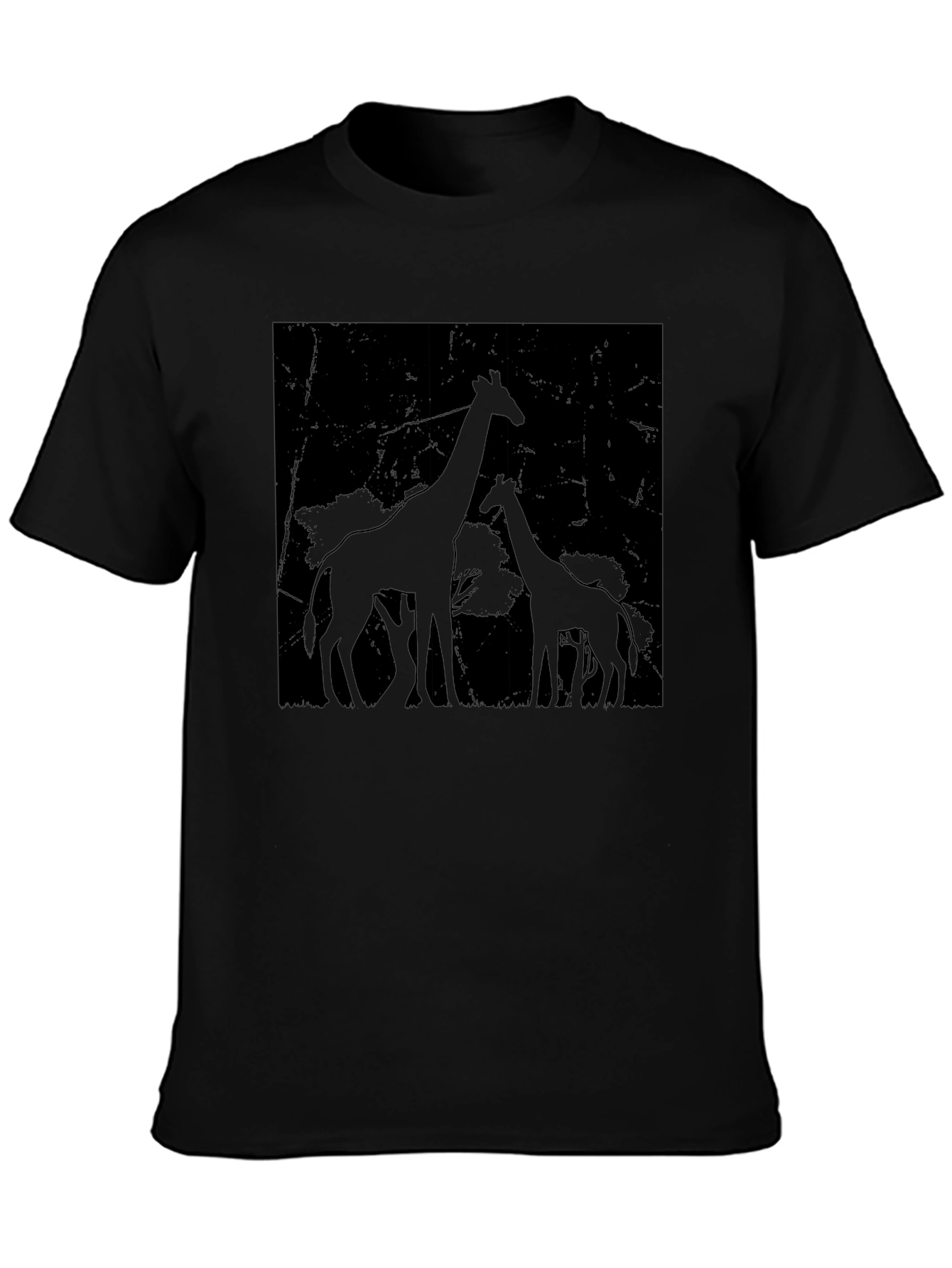 Giraffe Silhouette Graphic Tee - Black