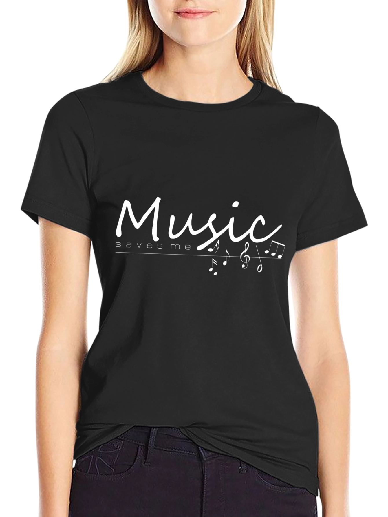 Music Saves Me Black T-Shirt