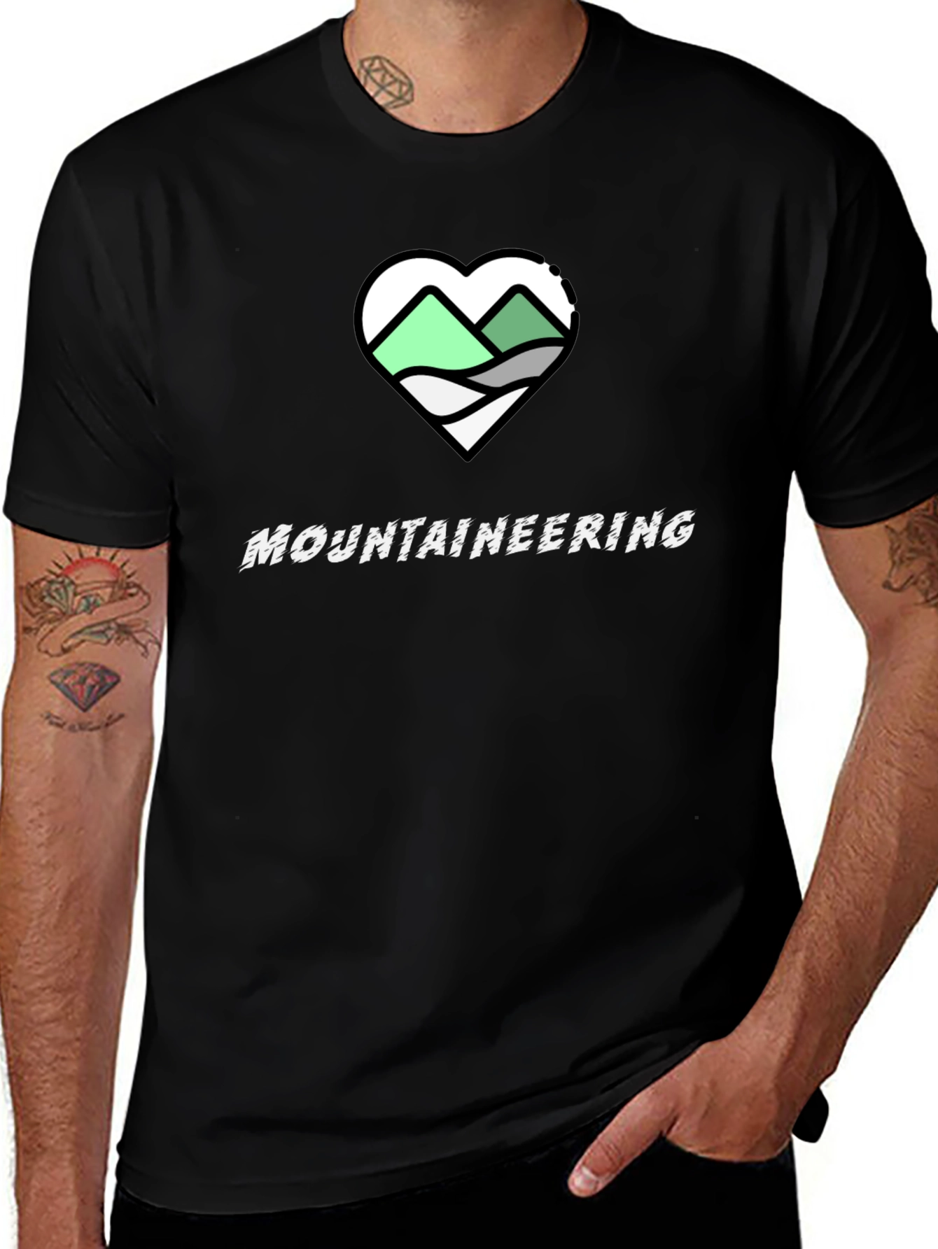 Mountaineering Heart Graphic Tee - Black