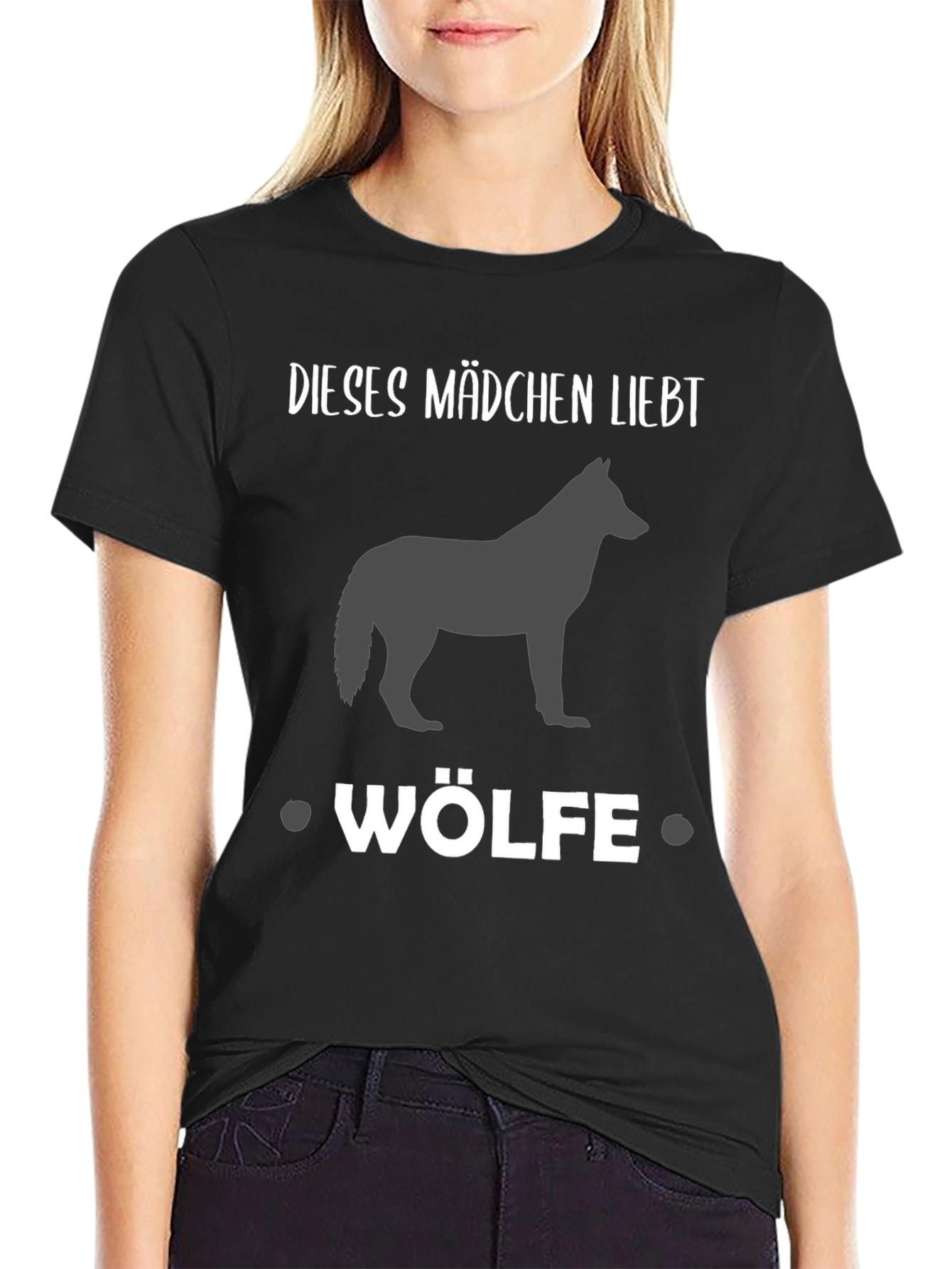 Girl Loves Wolves Black Graphic Tee