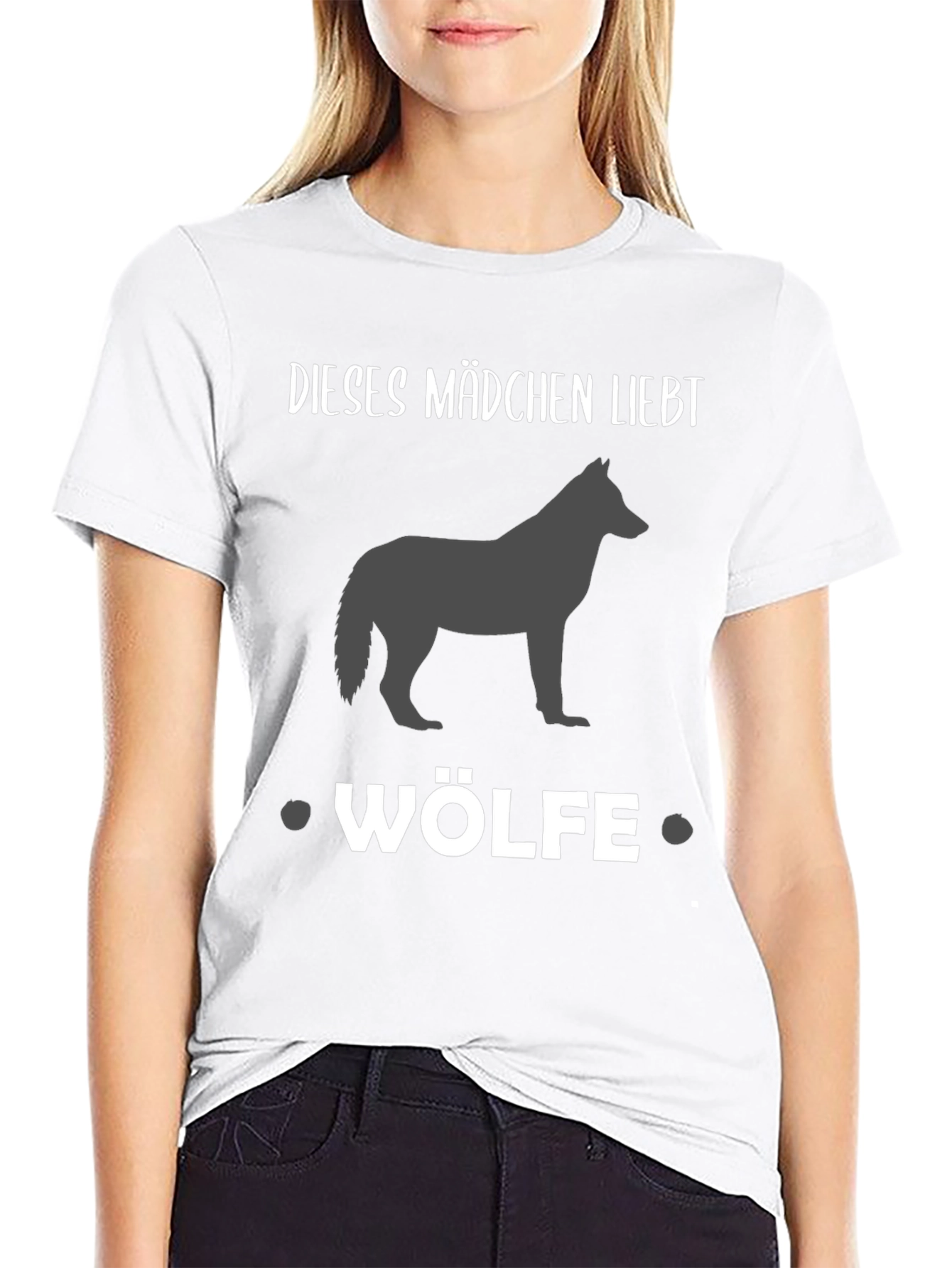 Girl Loves Wolves Black Graphic Tee