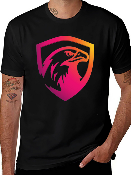 Gradient Eagle Shield Graphic Black T-Shirt