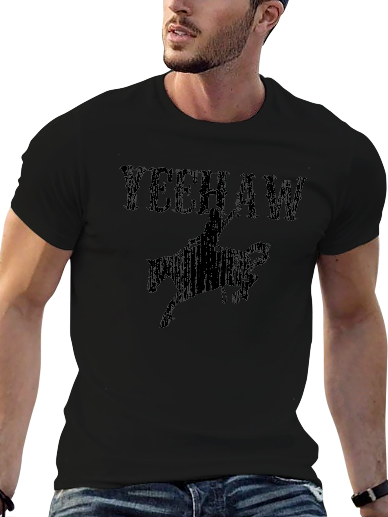 Yeehaw Cowboy Rodeo Graphic Tee - Black